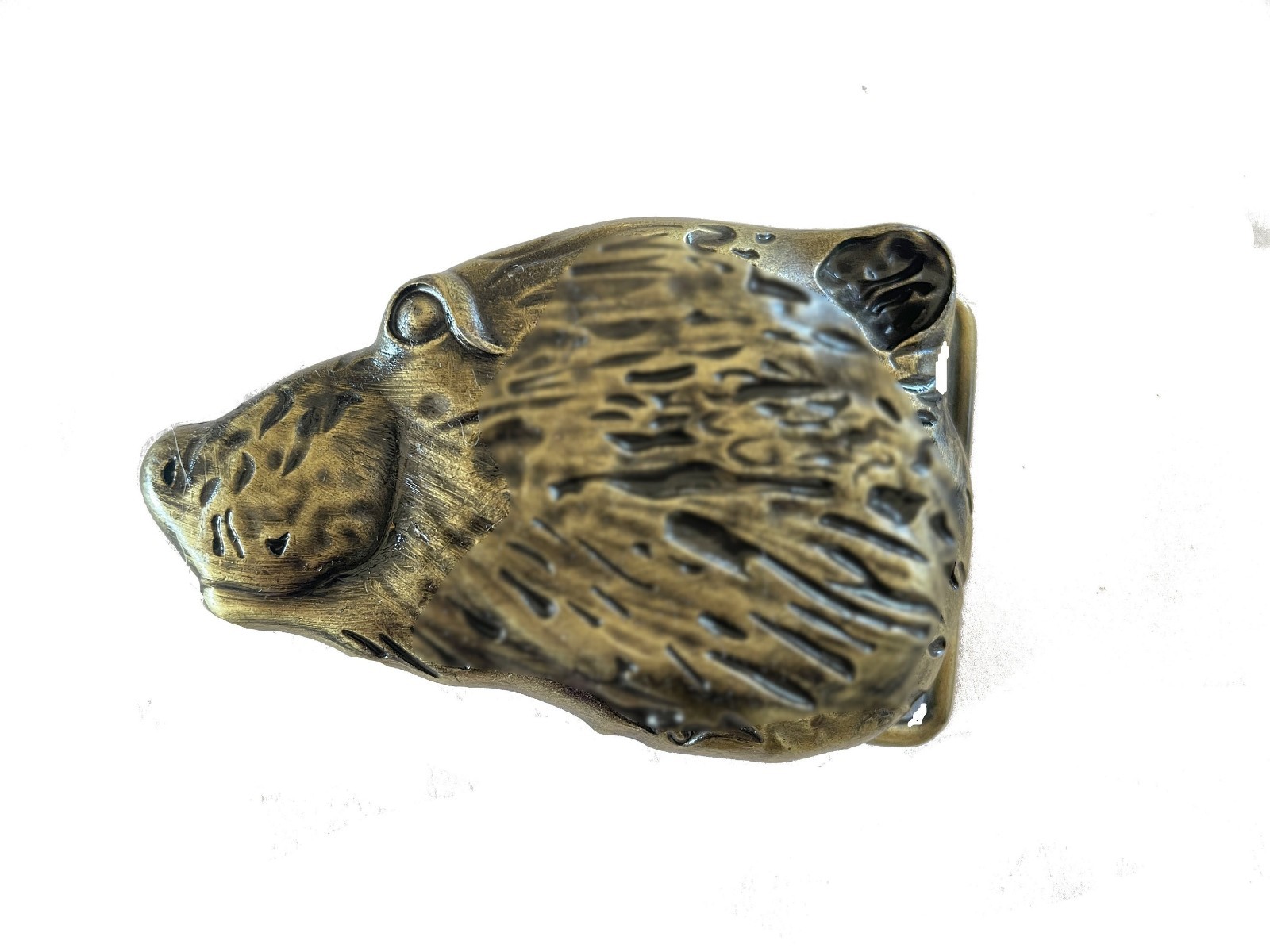 Vintage Brass Bear Head Belt Buckle 3D Grizzly Western Heavy Snap On Gift