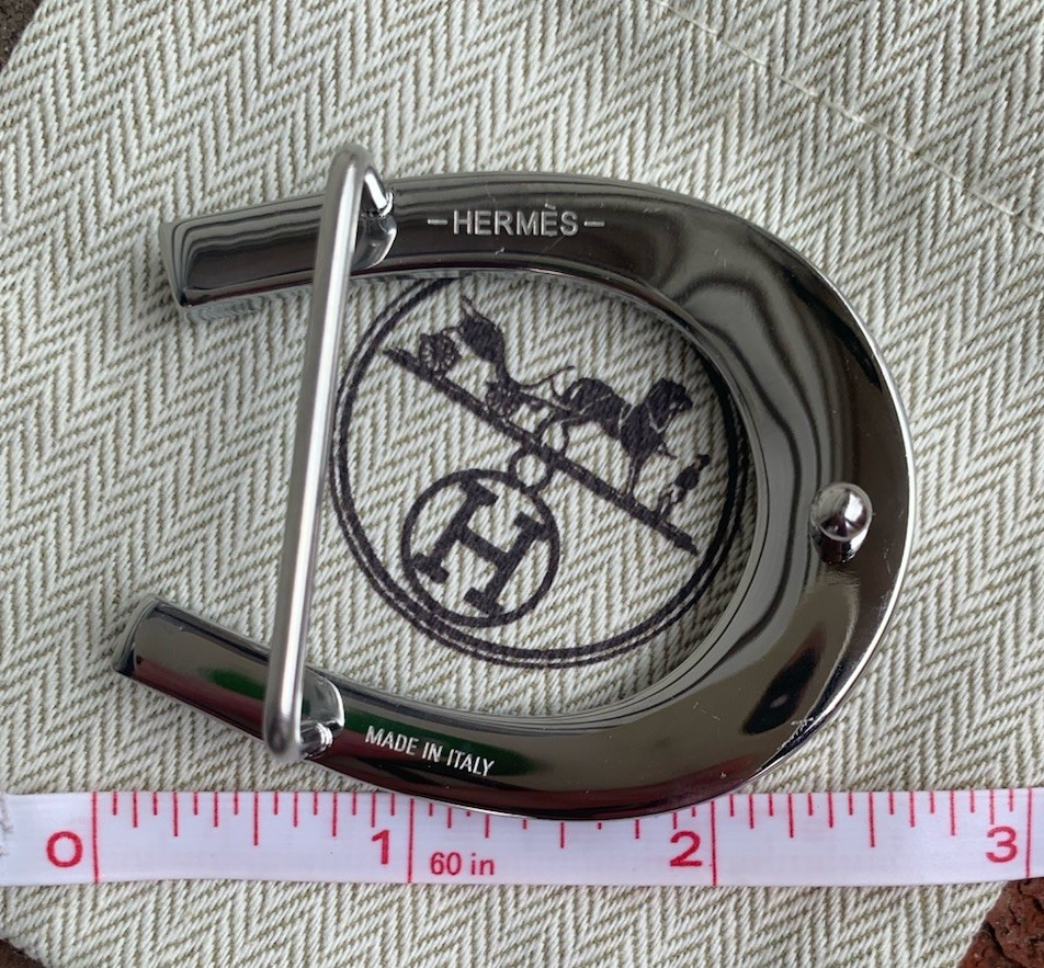 Hermes Buckle Waist Belt 38mm Plated Silver Hermès Fer à Cheval horseshoe-shaped