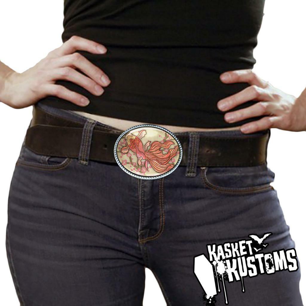 Koi Fish Belt Buckle – Traditional Japanese Tattoo Handmade Artisan – 734