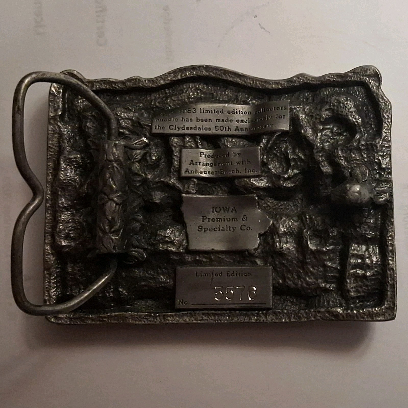 Budweiser Clydesdale 50th Anniversary Commemorative Belt Buckle