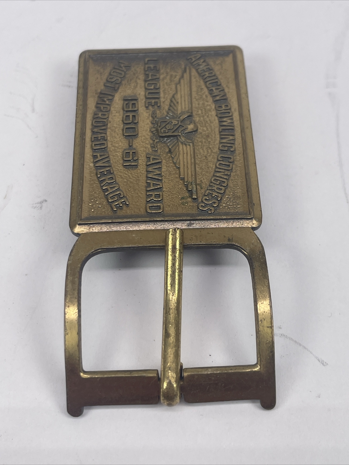 1959-1960 American Bowling Congress League Award Belt Buckle Most Imprvd Average