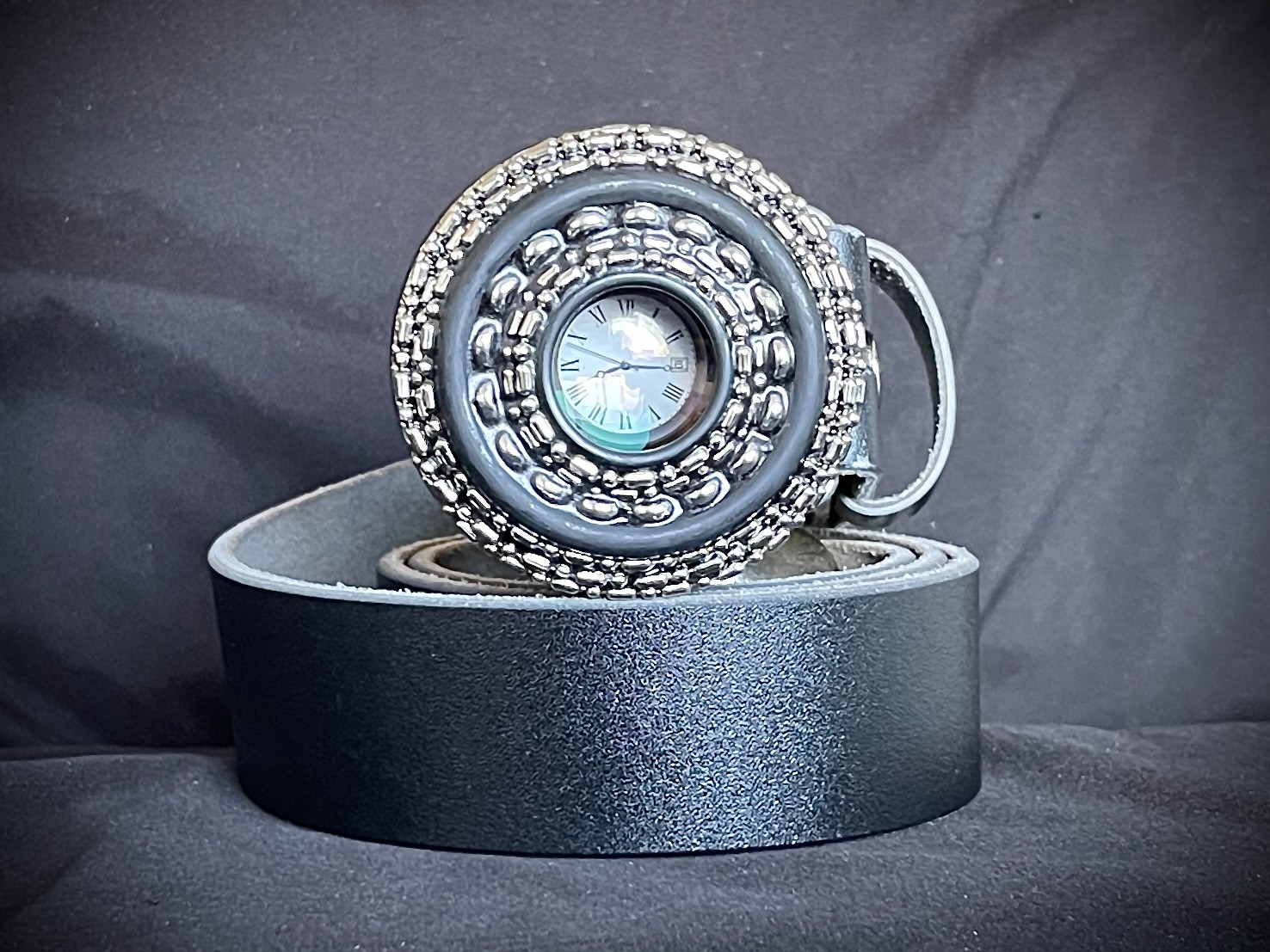 “Exposure 8:15” Belt Buckle Camera Lens Watch Industrial Art OOAK Darren McNeese