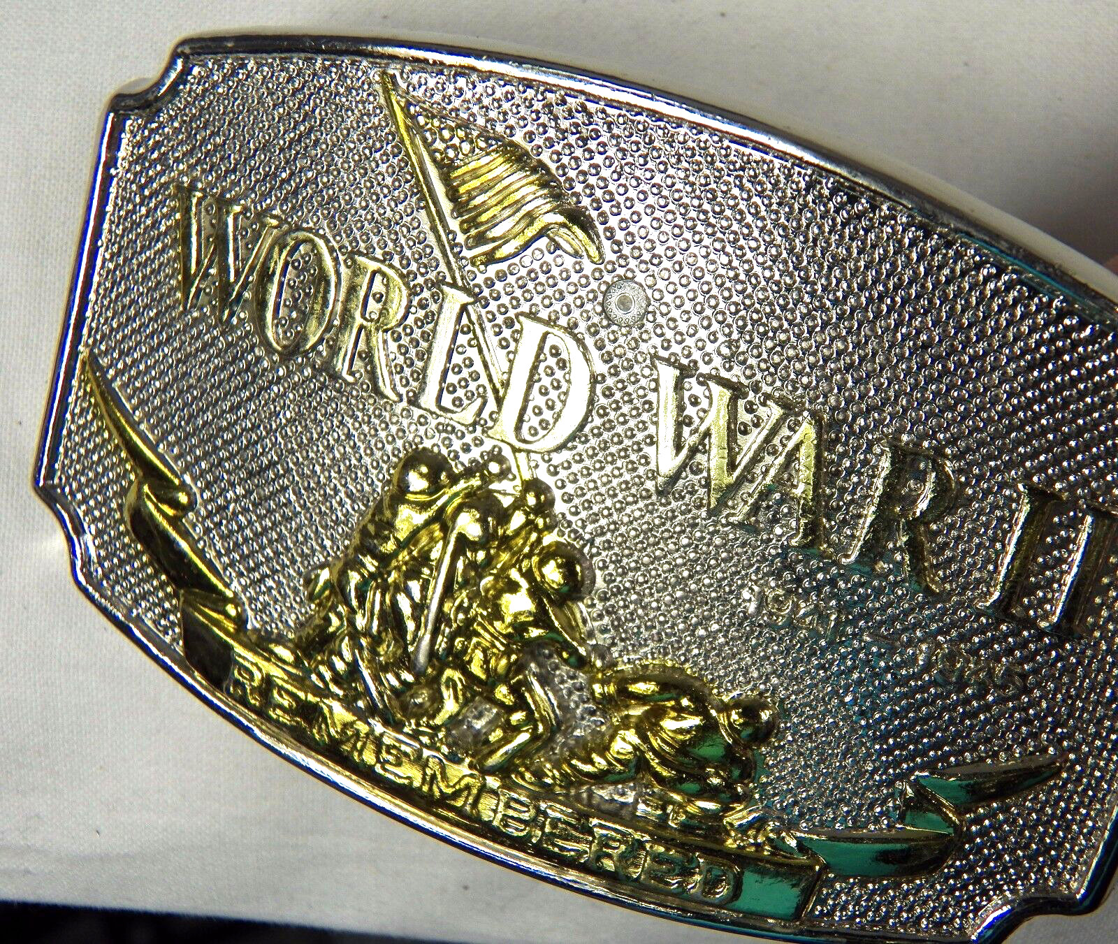 Belt Buckle World War II Remembered Iwo Jima 1941-1945 Gold/Silver Metal 1992