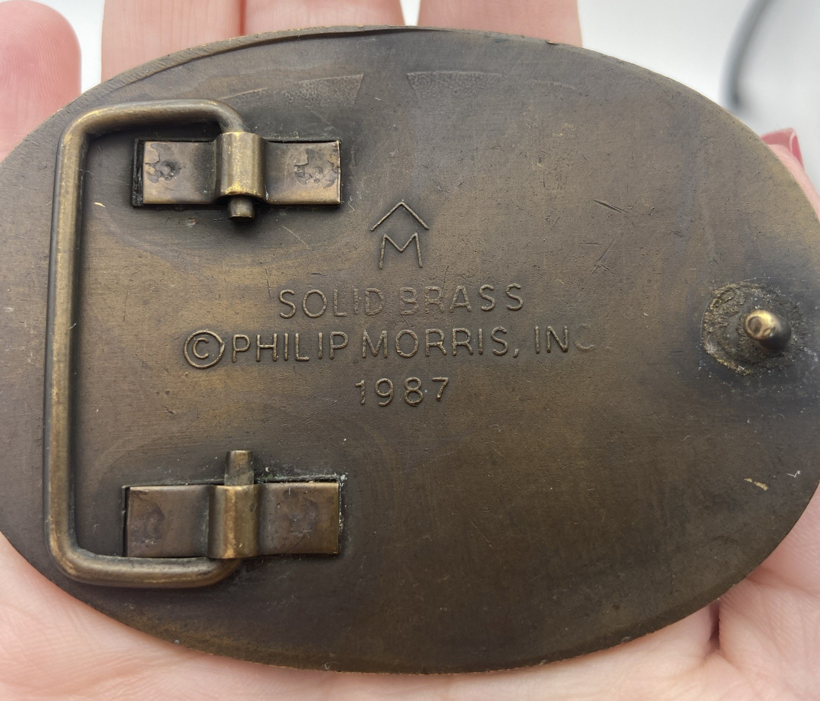 VINTAGE Marlboro Belt Buckle Mens Solid Brass Longhorn Star Western 1987