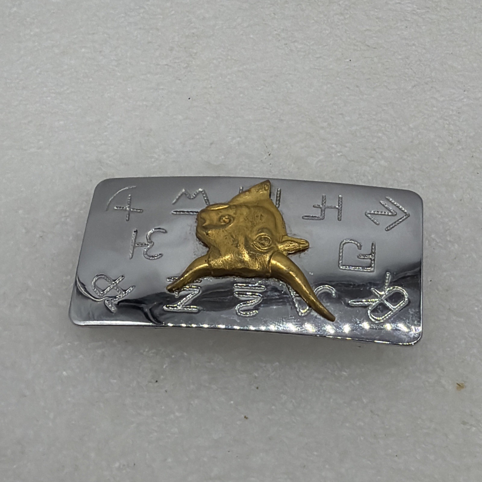 CHAMBERS Belt Buckle Vintage Vintage Ranch Cattle Branding Saddle Western Bull