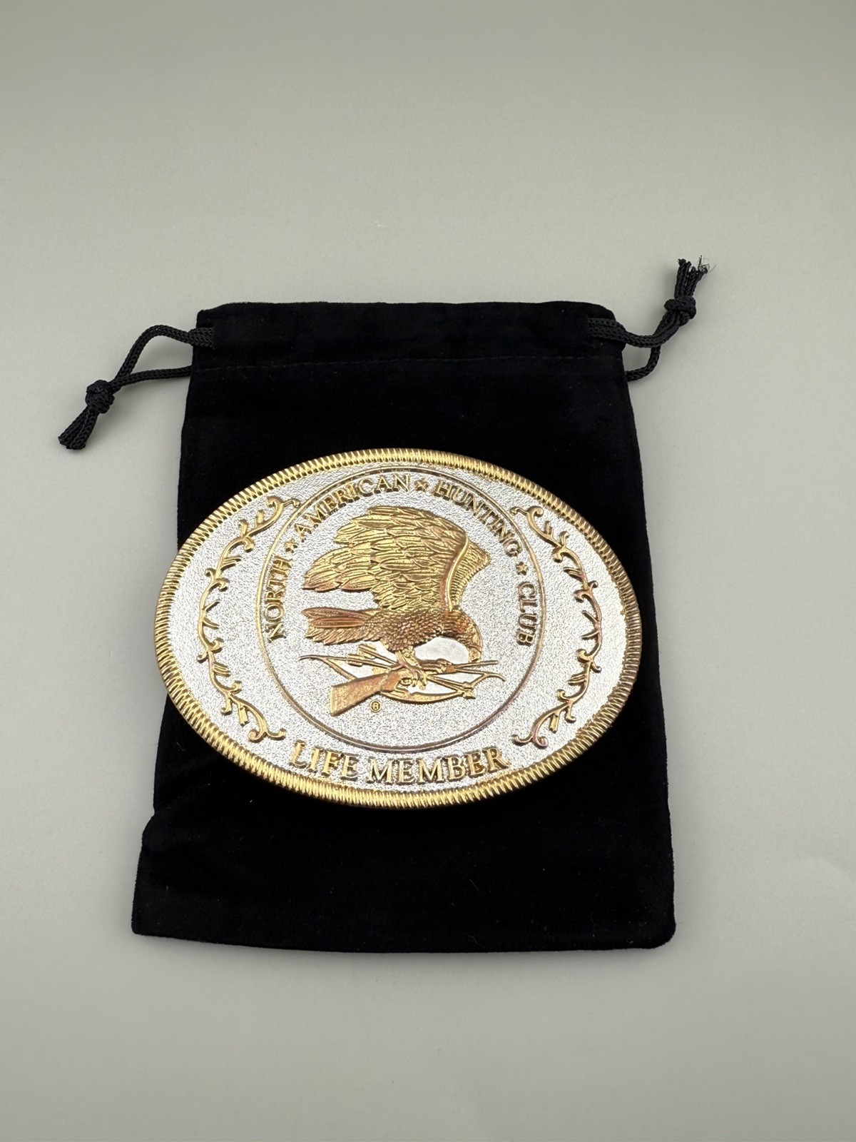 North American Hunting Club Belt Buckle Life Member Eagle Americana