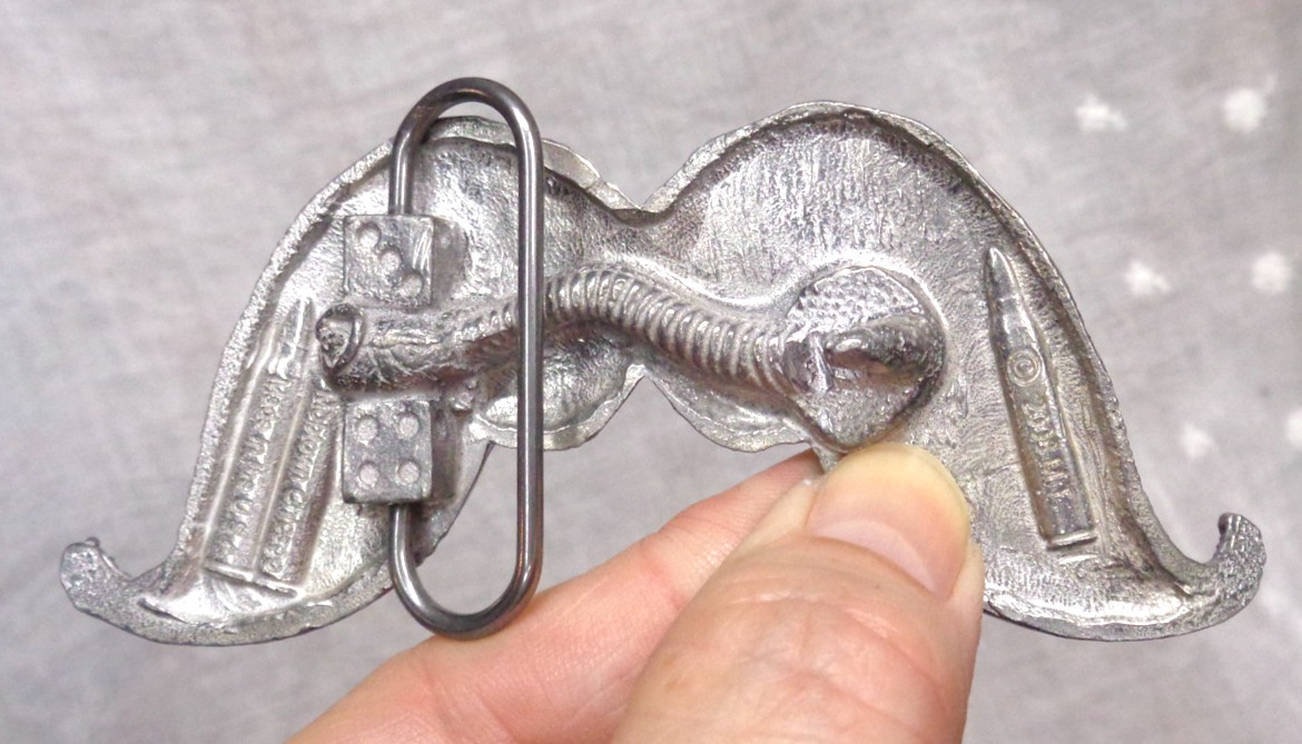 2008 MOBTOWN CHICAGO USA Silvertone MUSTACHE Biker Punk Belt Buckle