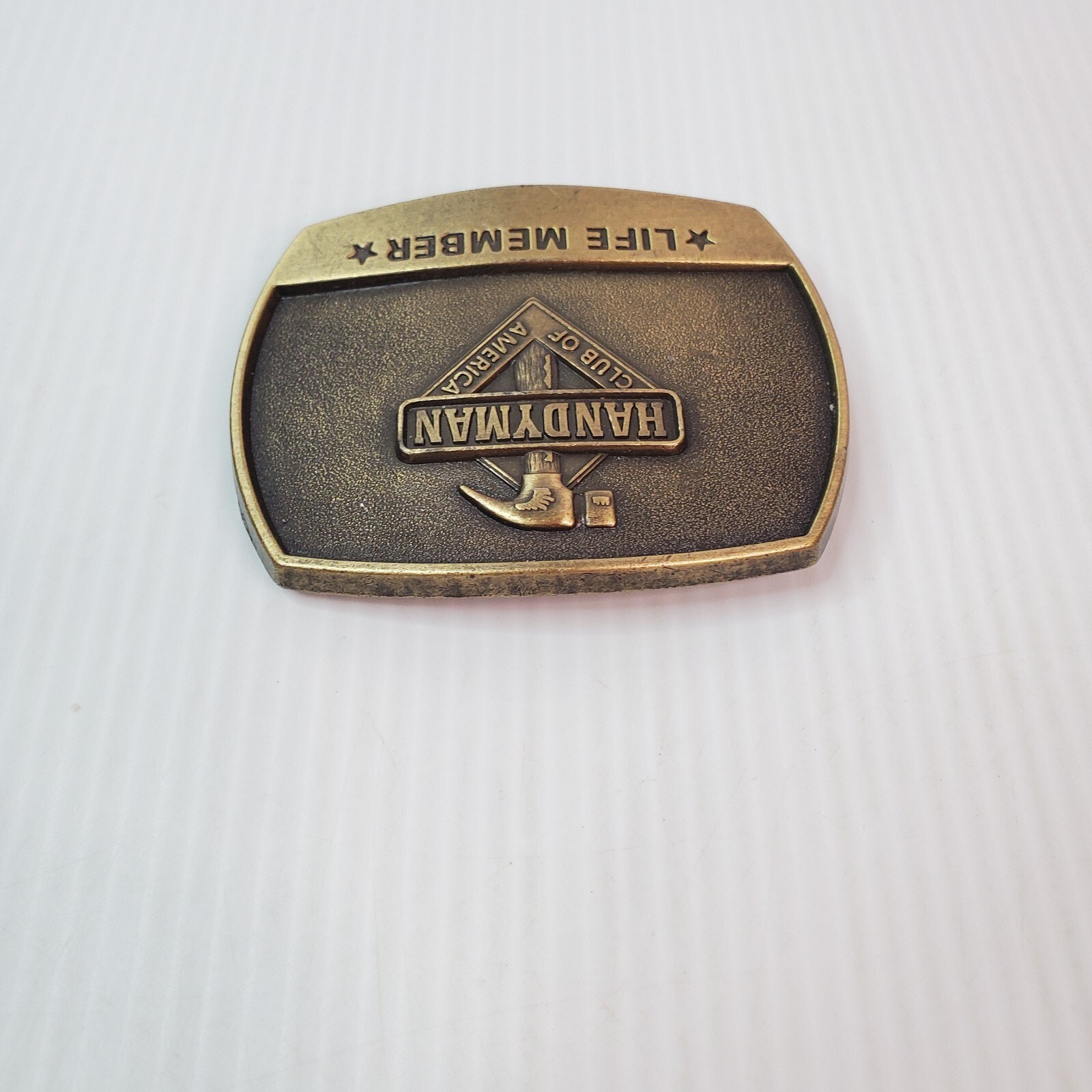 1996 Belt Buckle Handyman Club Of America Life Member Hammer Vintage