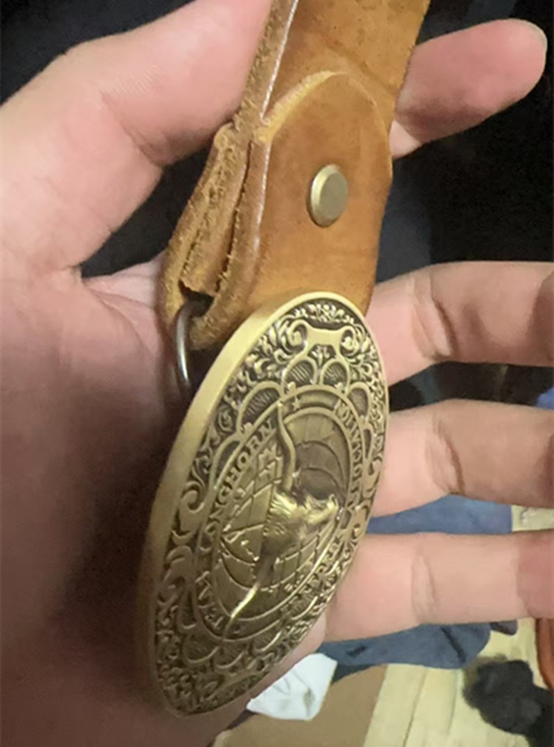 Men&rsquo;s pure brass smooth buckle belt headChinese zodiac ox belt head plate buckle
