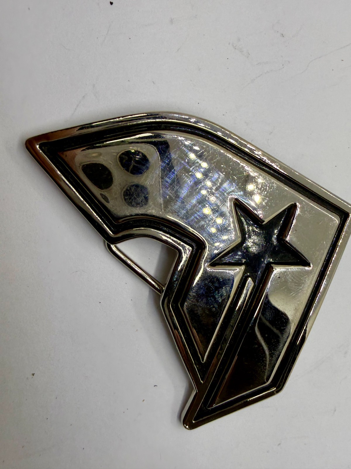 Famous Stars & Straps Silver Black Star Logo Metal Y2K Belt Buckle