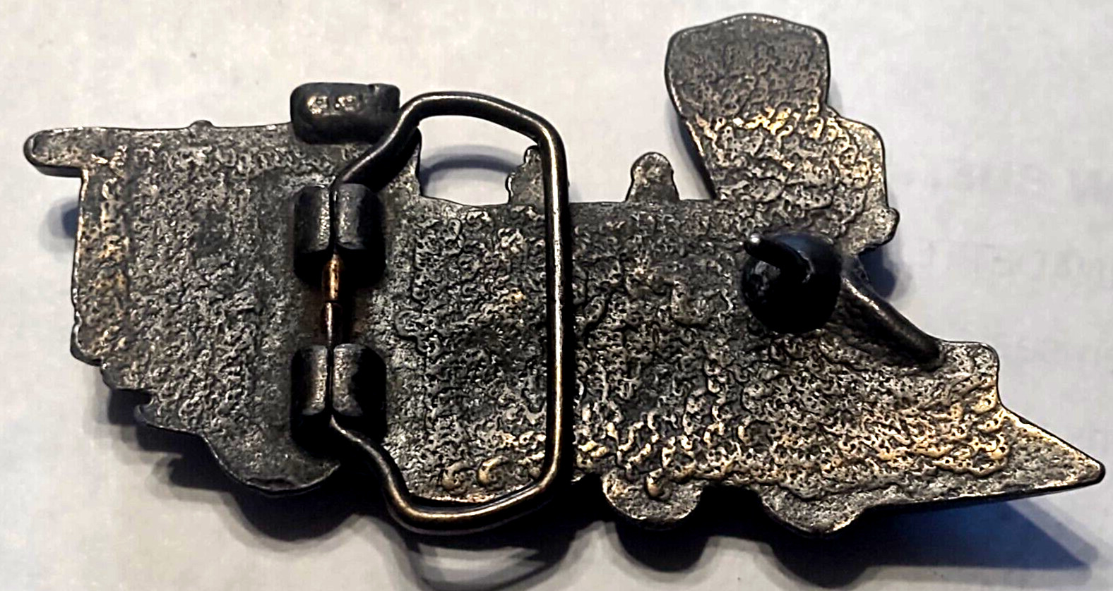 Train Steam Engine Belt Buckle VTG Cast Metal Transportation 4.5&Prime;