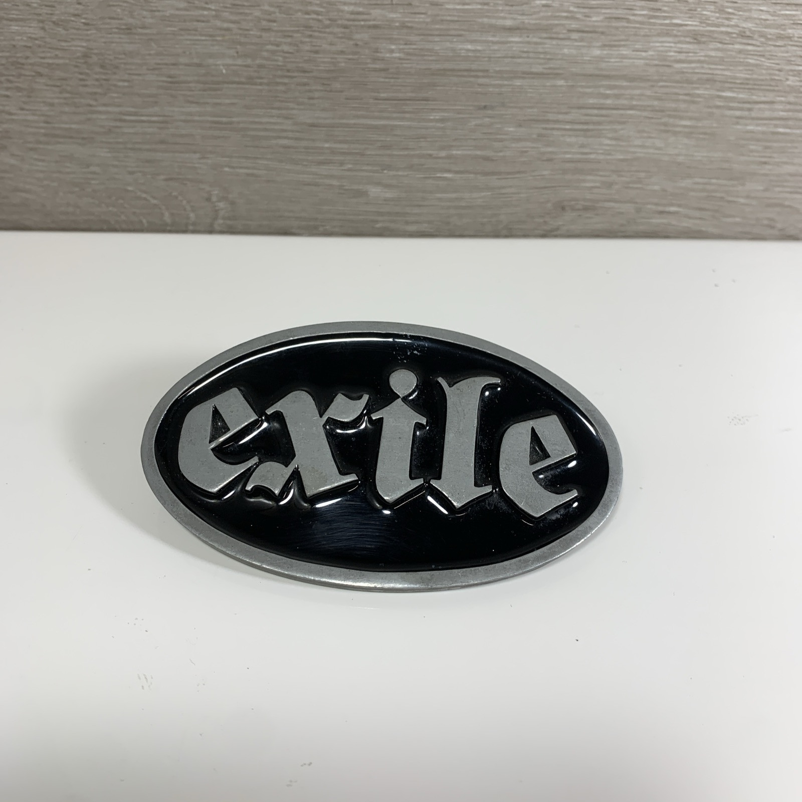 EXILE CYCLES Black Gloss Belt Buckle 4” x 2-3/8”