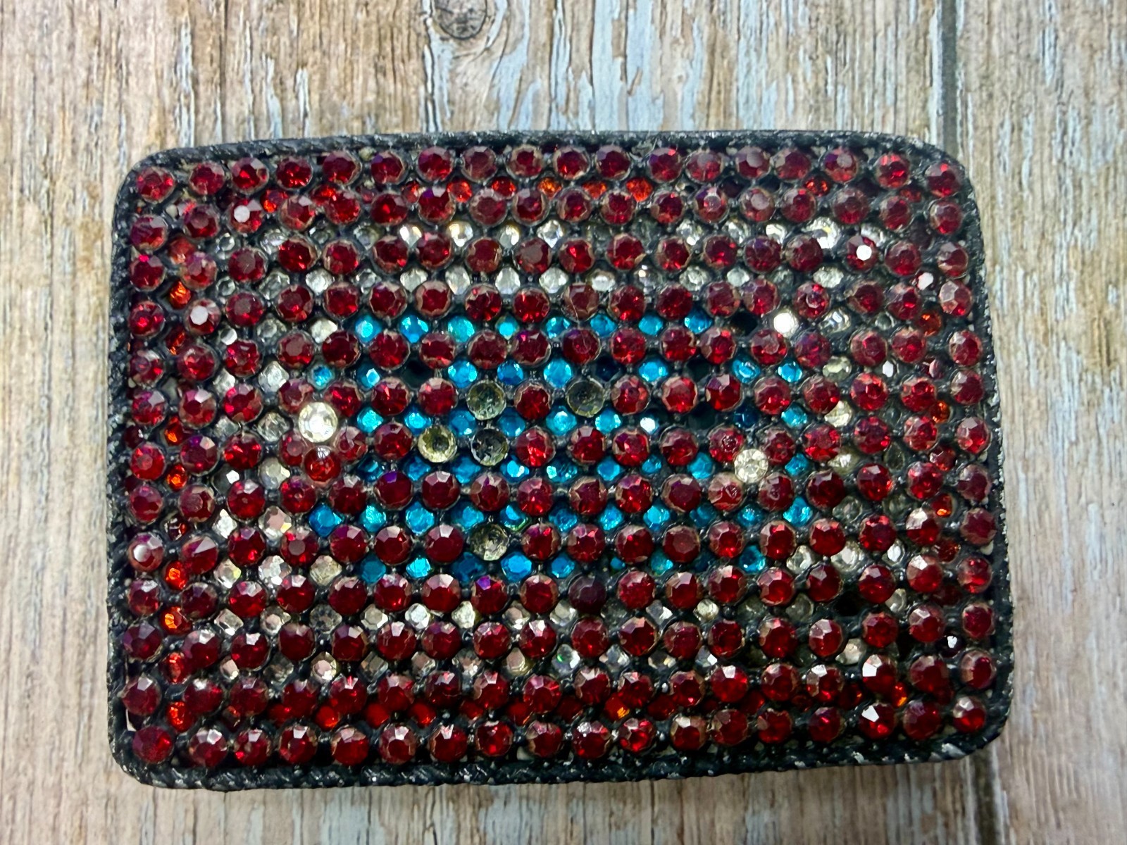 Sparkling Red Rhinestone Covered Vintage Women&rsquo;s Artisan Made Belt Buckle