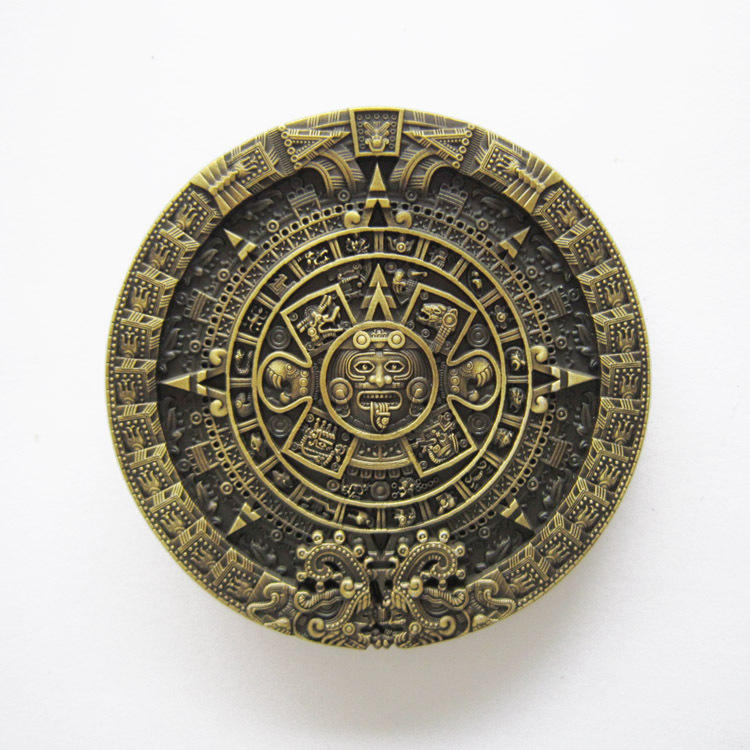 Vintage Bronze Plated Aztec Calendar Belt Buckle also Stock in the US