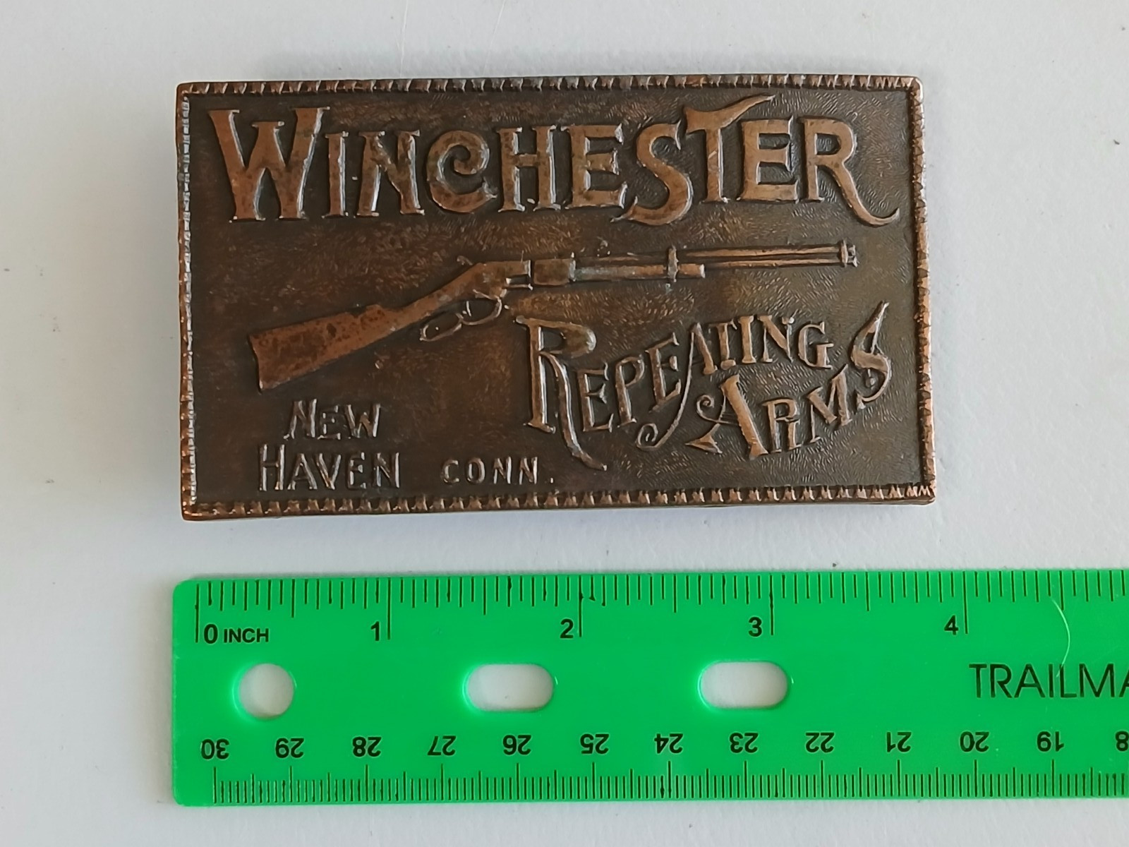 WINCHESTER REPEATING ARMS Vintage Belt Buckle 4&Prime; Bergamot Brass Works BBW A-156