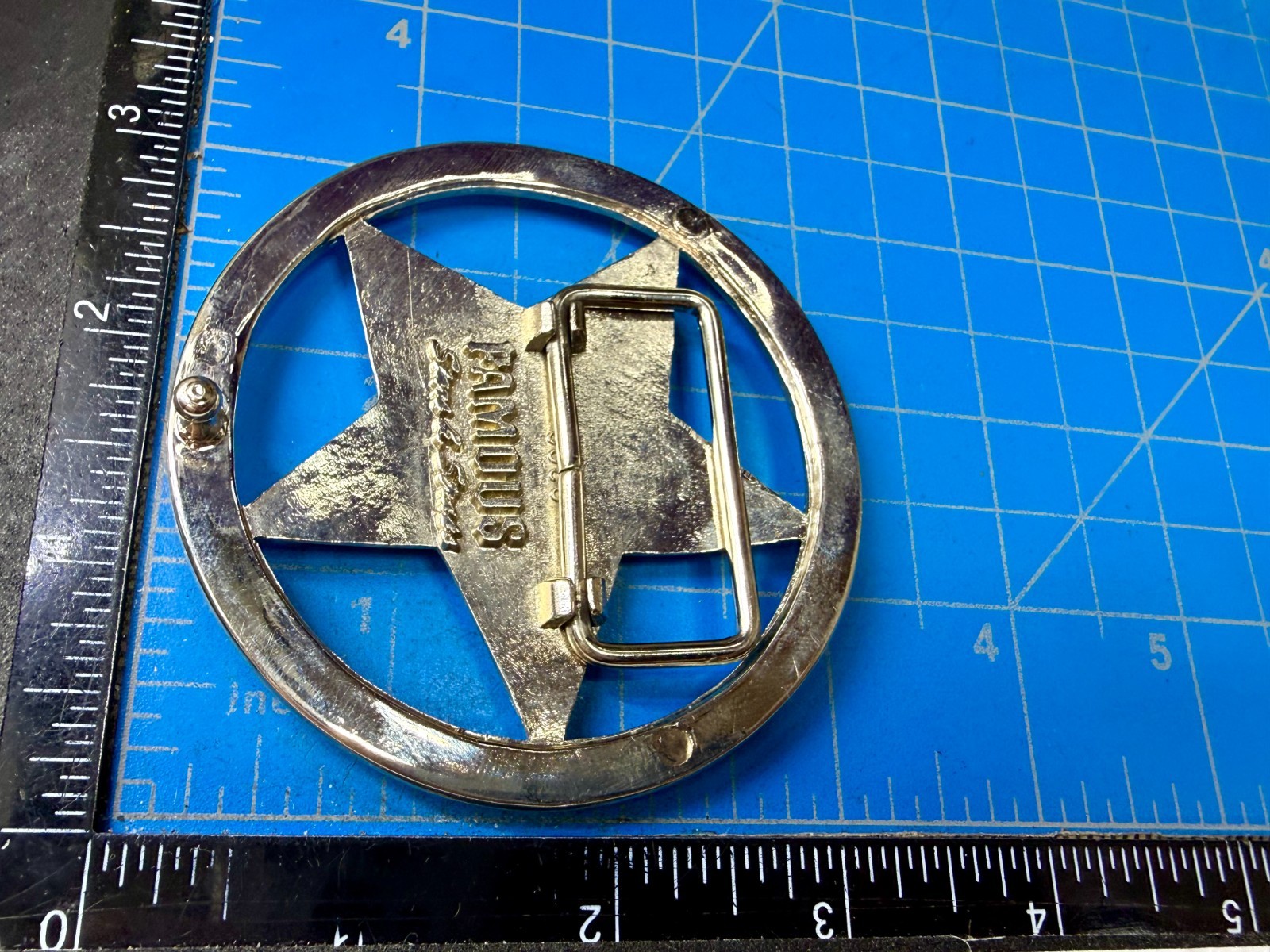 Famous Stars & Straps Five Point Star Logo See-Trough Silver Color Belt Buckle