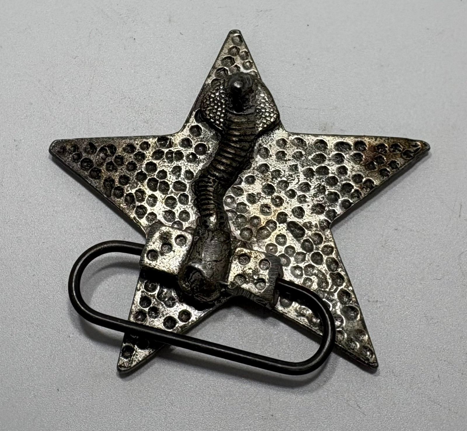 Mobtown Lone Star Pewter and Enamel Belt Buckle