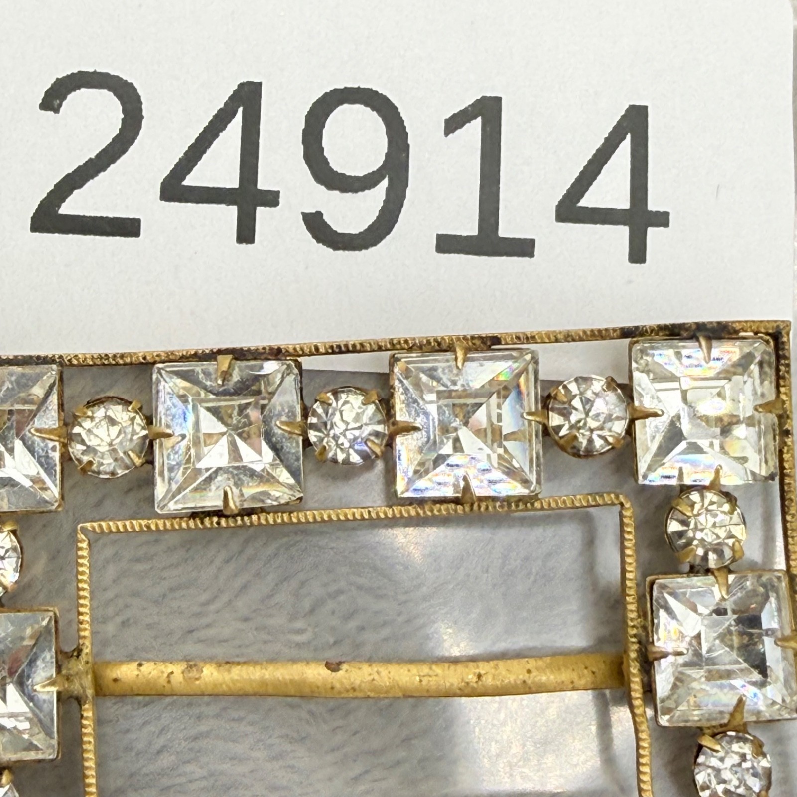 Vintage Czech Buckle Paste Stone Gold Tone