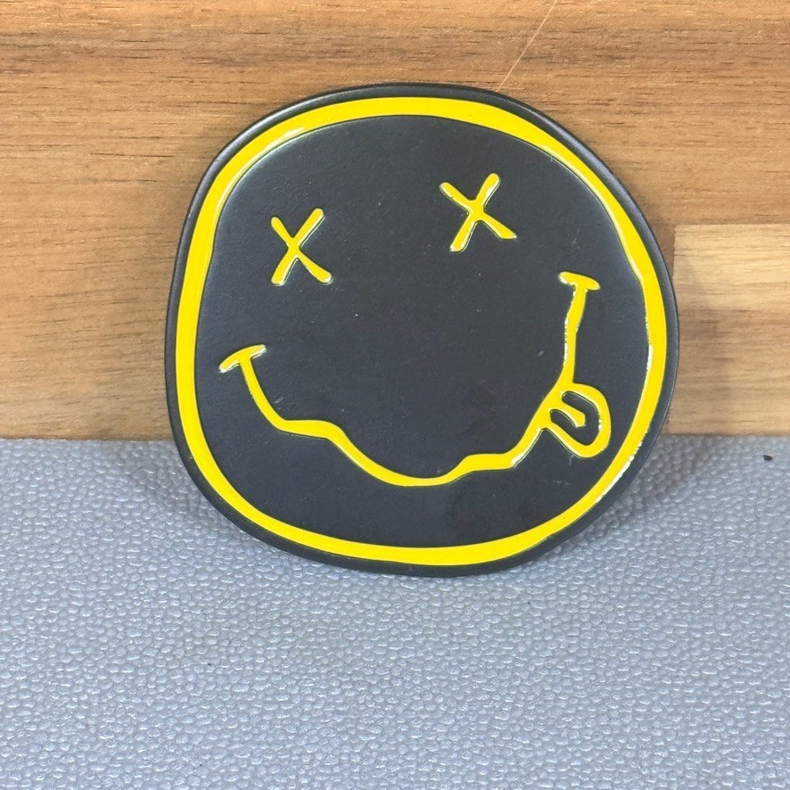 Nirvana Smiley Face Belt Buckle 2007 Black Yellow Licensed 3&Prime; Rock Band