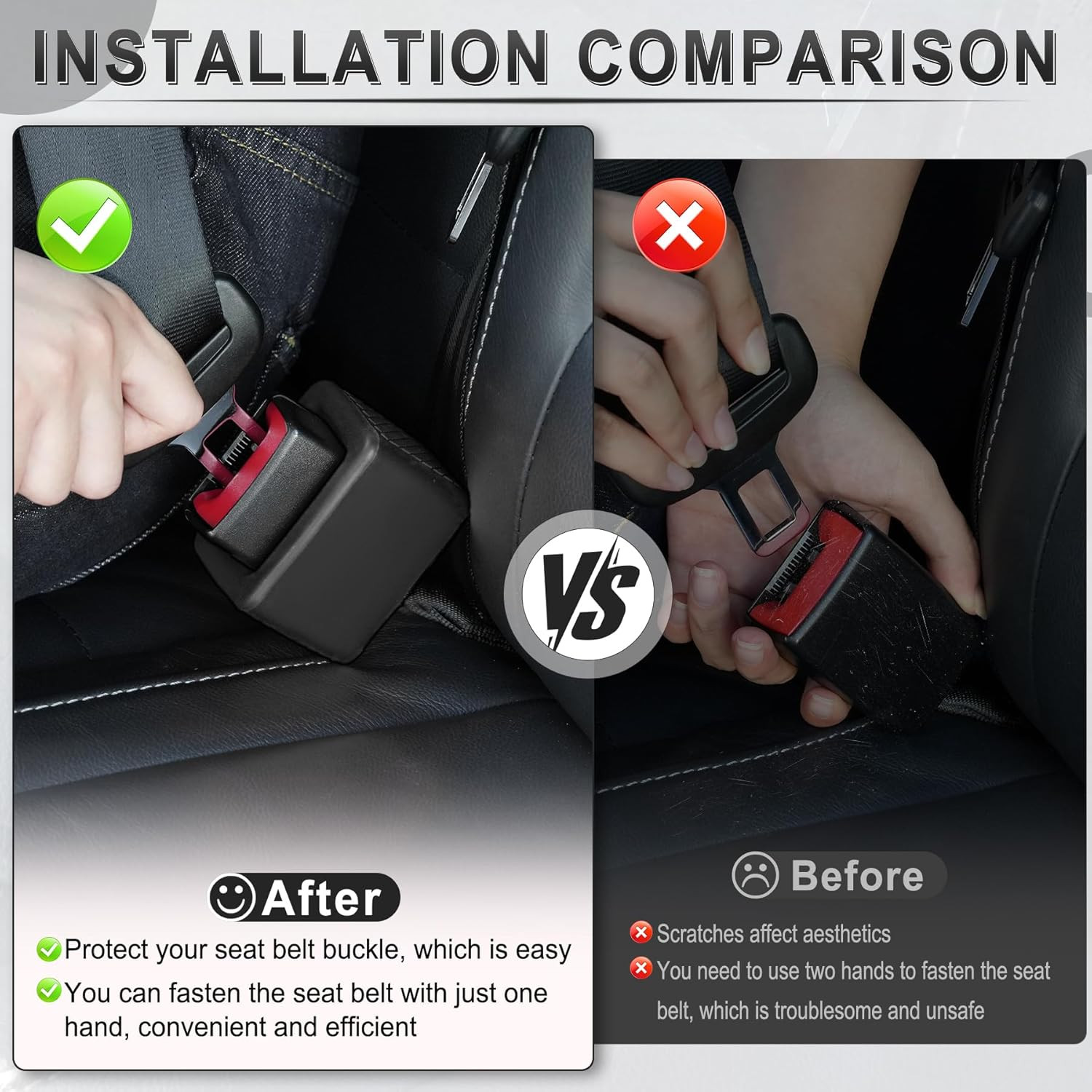 2PCS Seat Belt Buckle Holder Silicone Fixer Keeps Buckle Upright