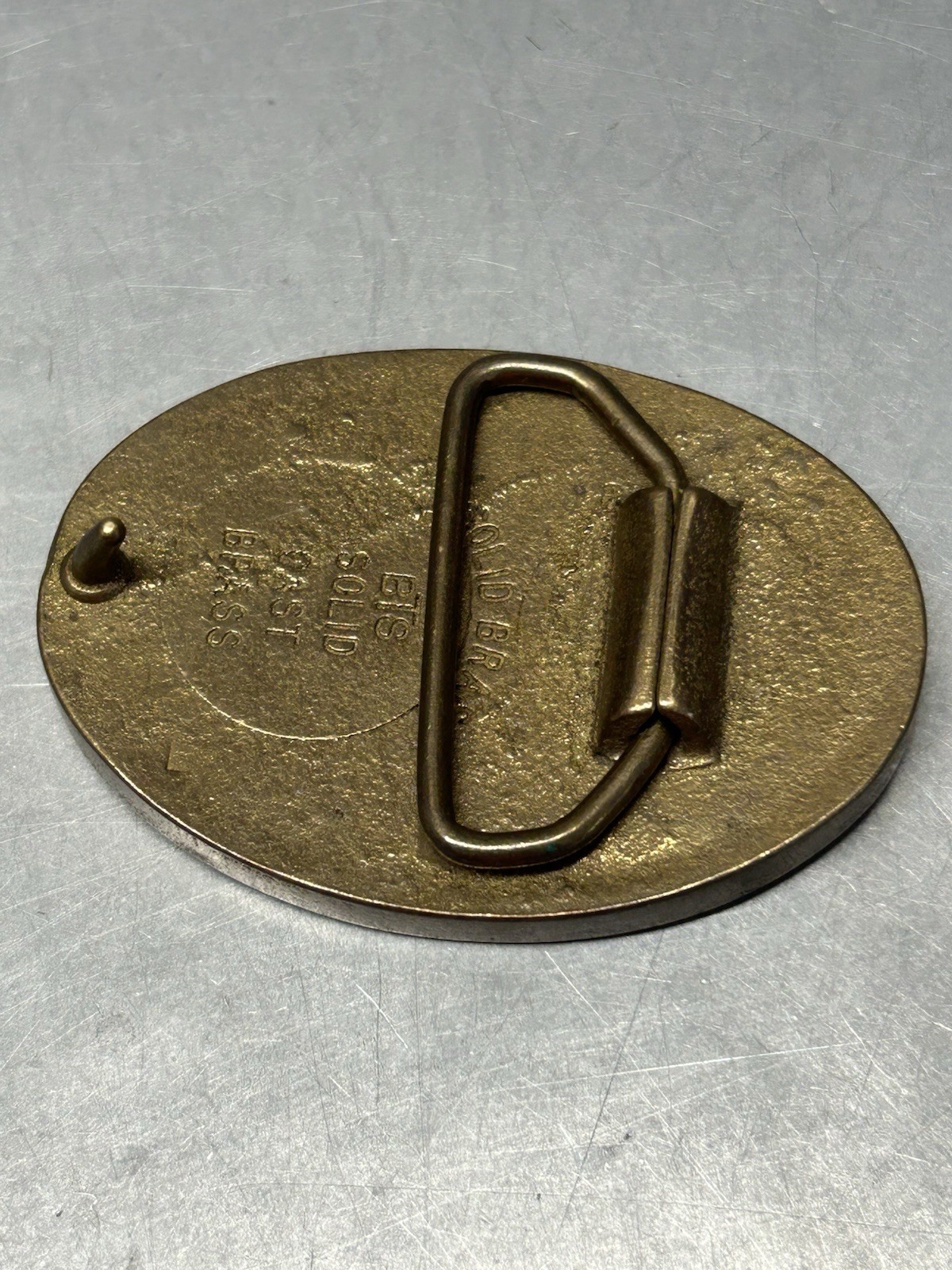 Leather Embossed Hand-Painted Flying Seagull Solid Brass Belt Buckle