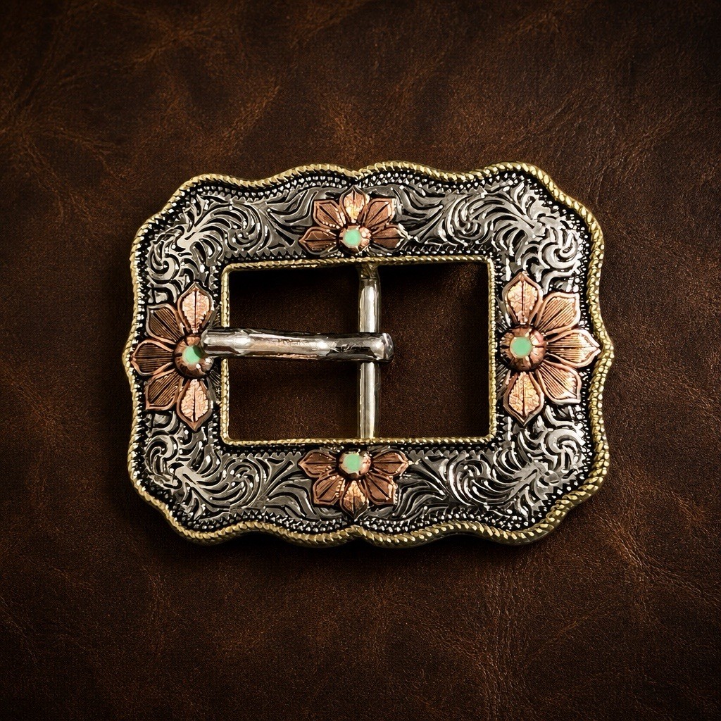 Two Tone Western Belt Buckle 2.25” X 1.75”