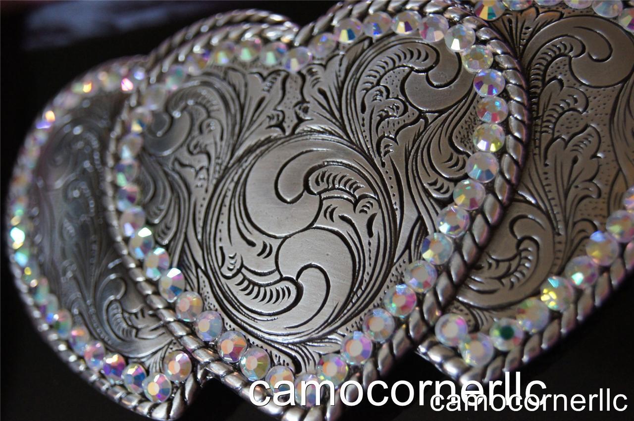 Nocona BLAZIN ROXX RHINESTONE COWGIRL Belt Buckle with THREE HEARTS 37534