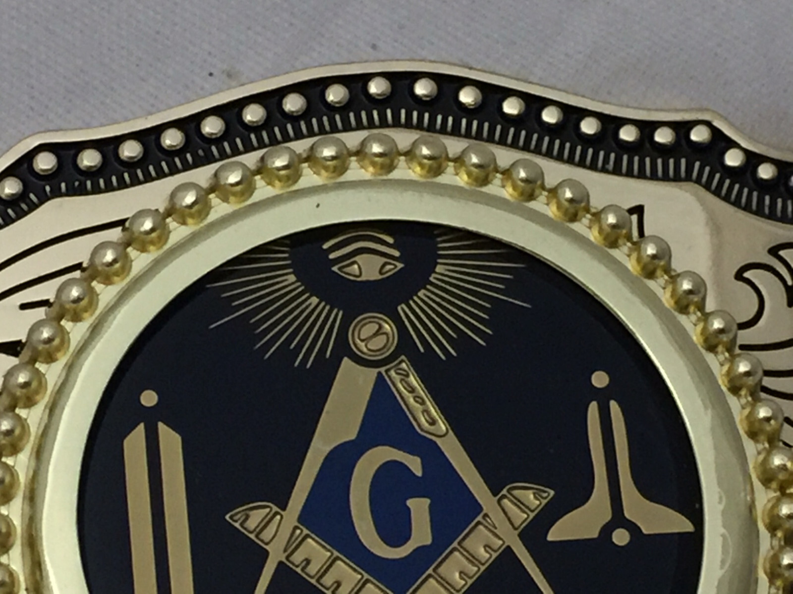 Masonic Symbols Belt Buckle Western Style Black and Gold (W167)