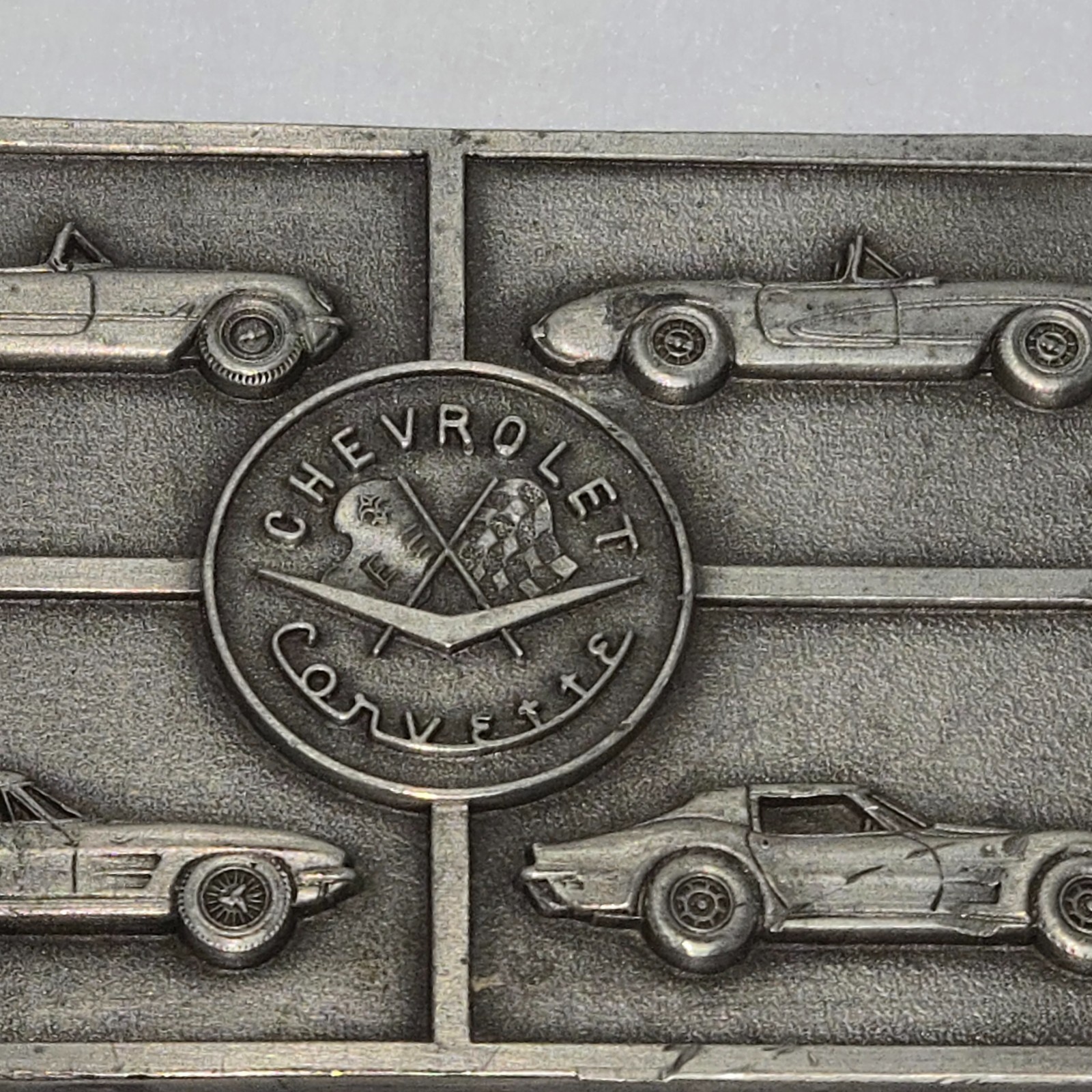 VINTAGE RARE CHEVROLET CORVETTE PEWTER MEN&rsquo;S BELT BUCKLE RECTANGLE