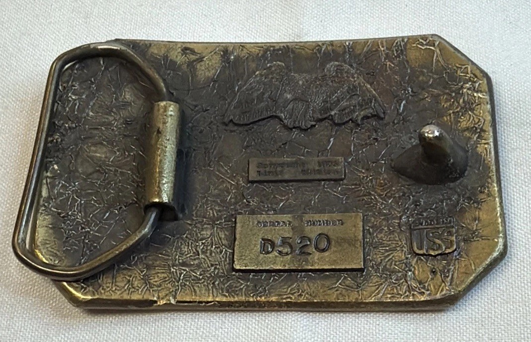 Deer Belt Buckle 1976 Rectangle 3.25 By 2.25 in Number D520 Made USA