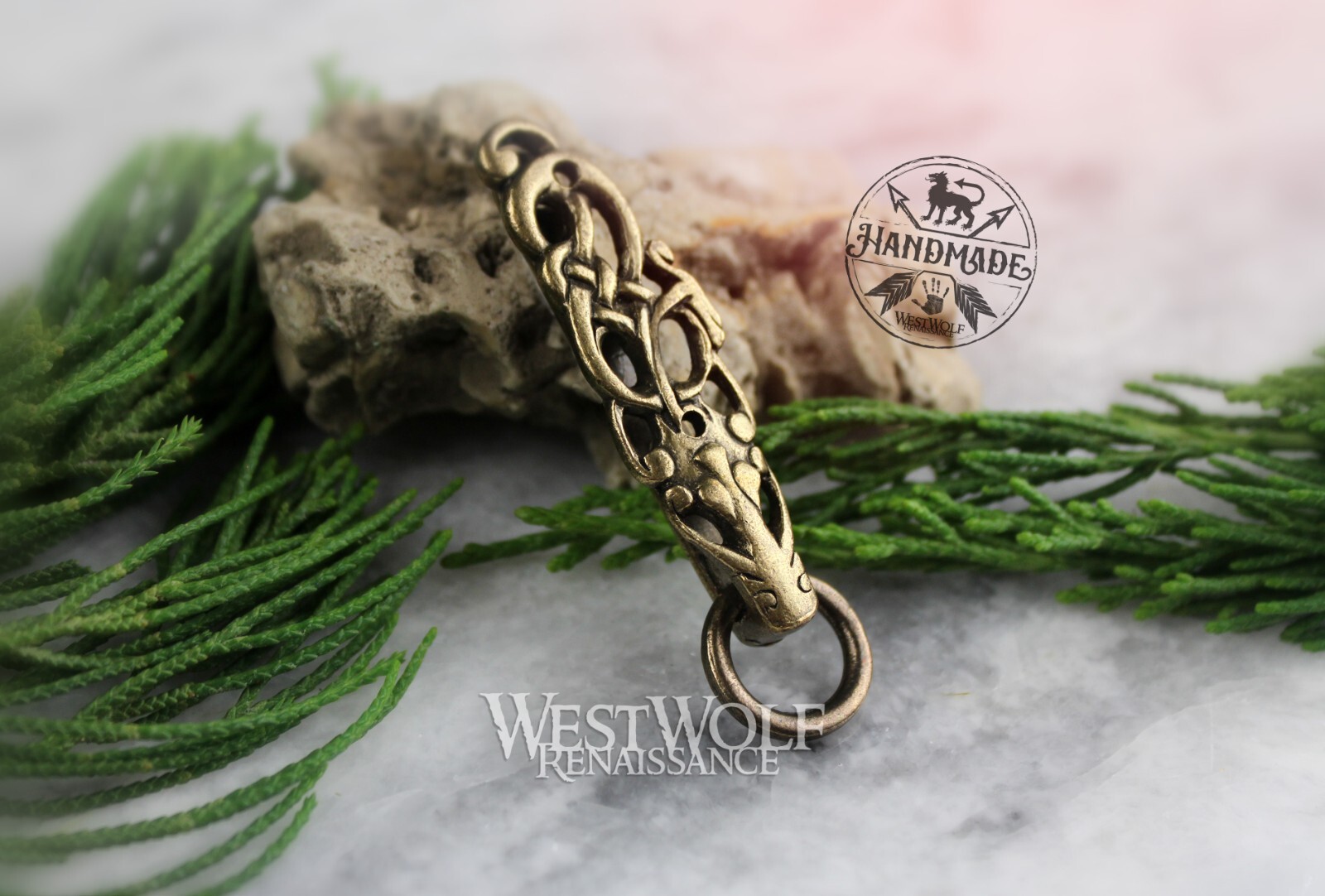 Viking Dragon Belt Mount with Ring – Buckle – Norse/Celtic Knot/Medieval/Norway