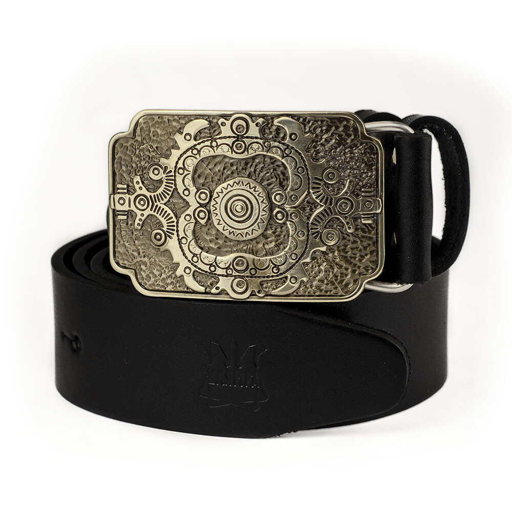 German silver belt buckle Sun, Ornamental, Ukrainian traditional cross amulet