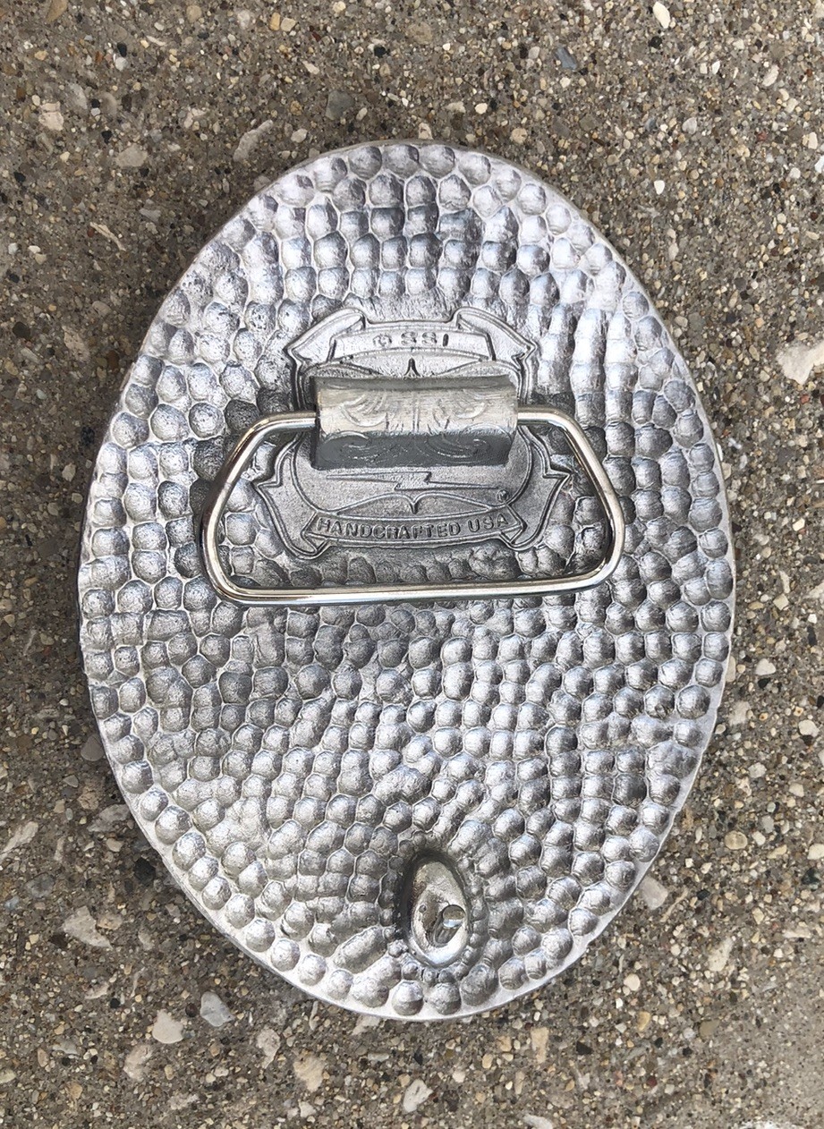 VTG SSI Handcrafted Metal Belt Buckle Southwest Eagle Rain Cloud Fathers 4&Prime; USA