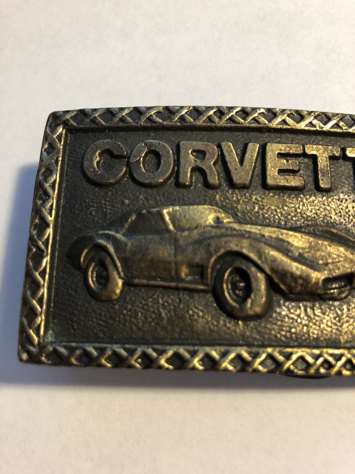 Vintage 1970&rsquo;s Solid Brass Chevy Corvette Belt Buckle
