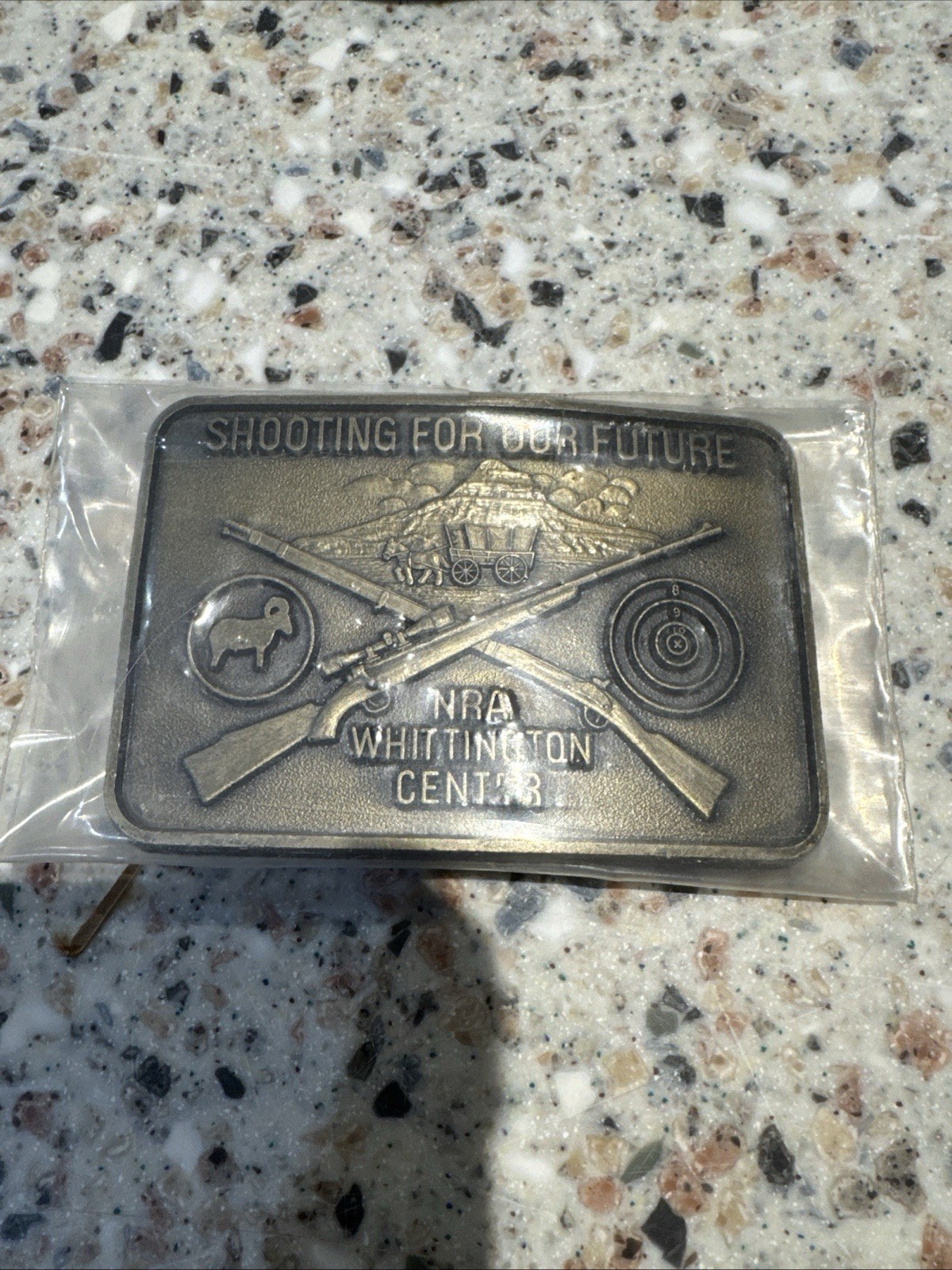 NRA Brass Belt Buckle Lot Of 3. 2 New 1 Used.