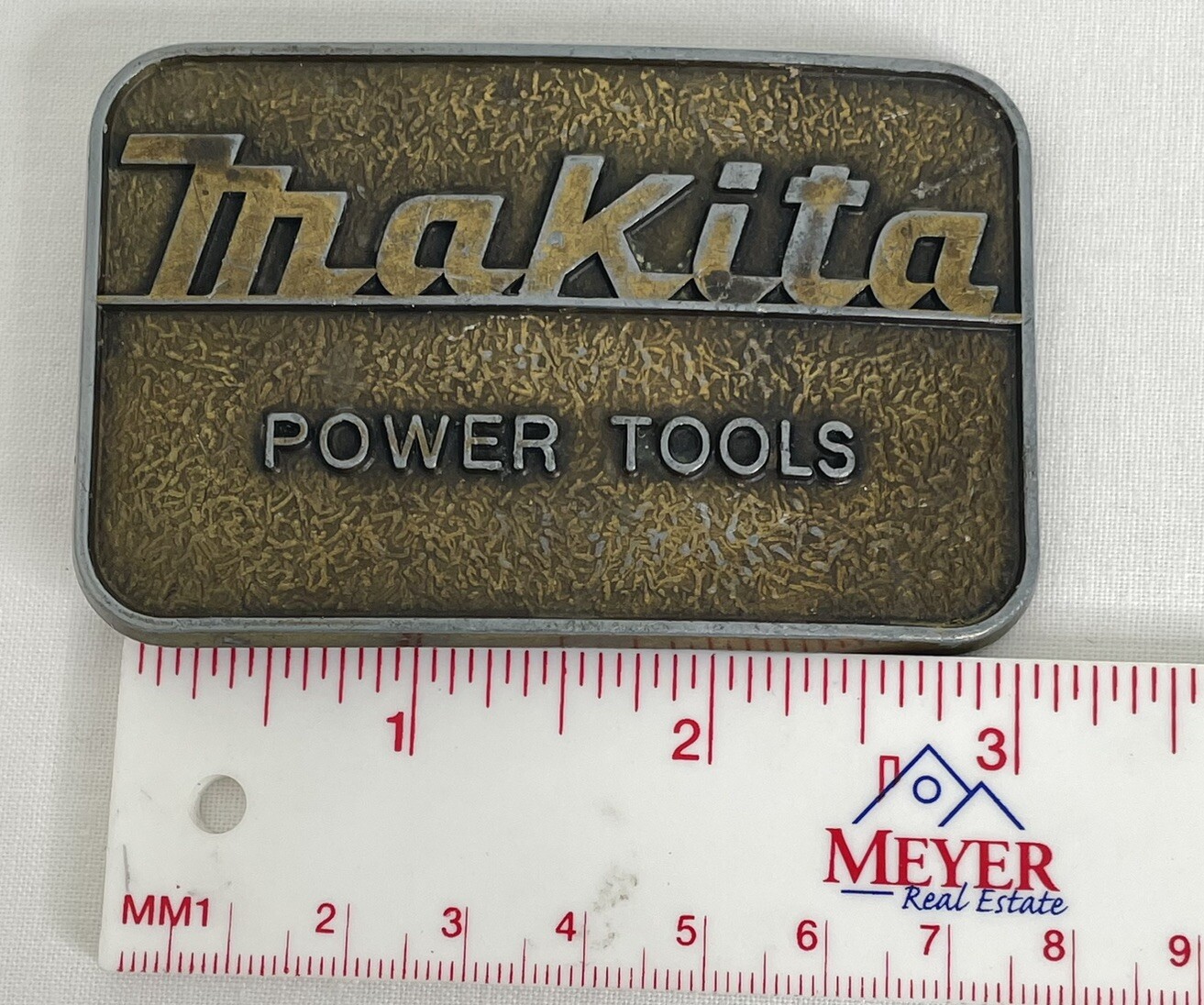 Makita Power Tools Belt Buckle Advertising Promotional USA Bronze Color
