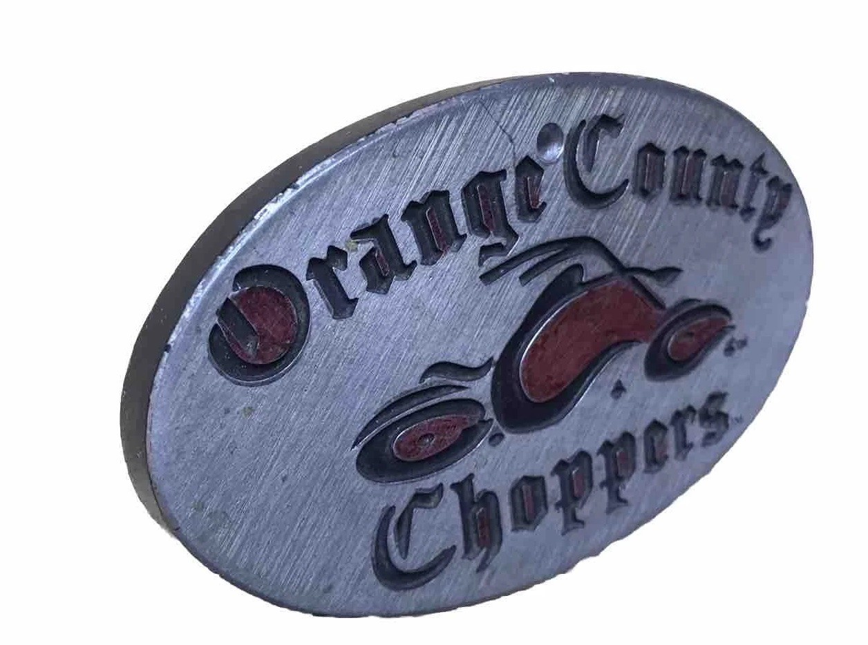2004 West Coast Choppers Belt Buckle Brushed Steel & Black/Red
