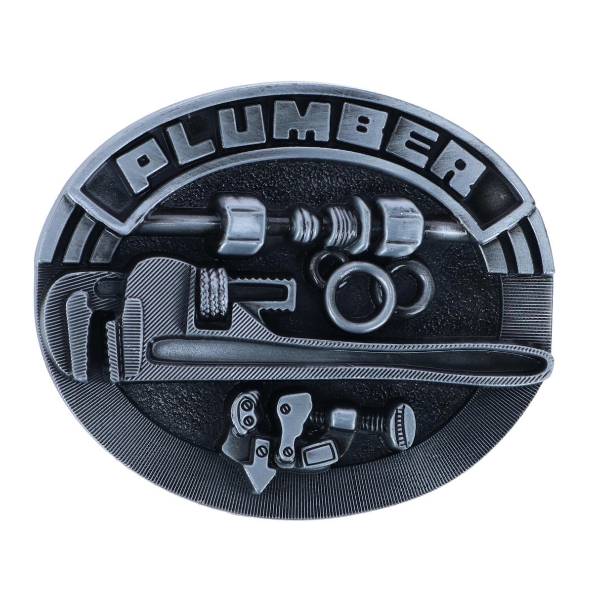 CTM Men&rsquo;s Silver Trade Plumber Belt Buckle