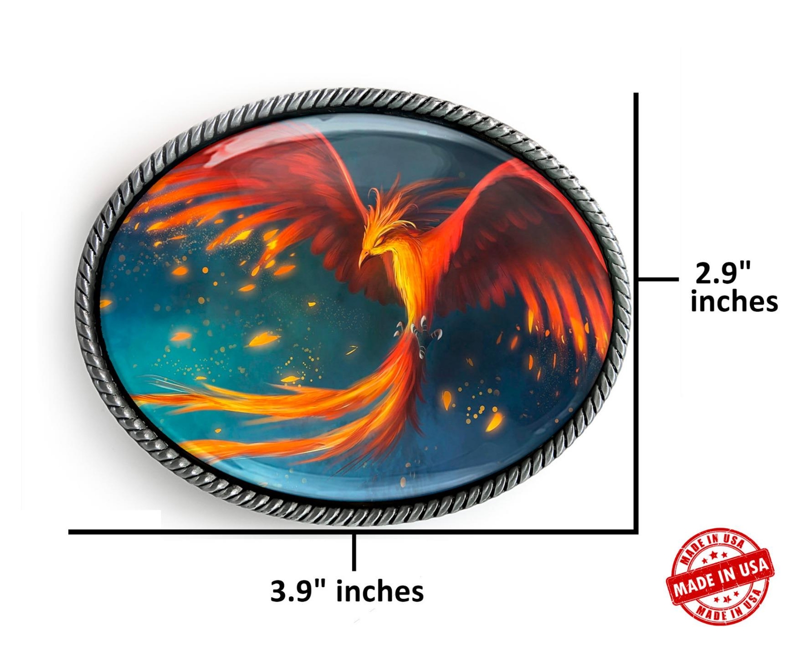 Phoenix Rising Belt Buckle – Greek Mythology Handmade Quality Buckle – 631