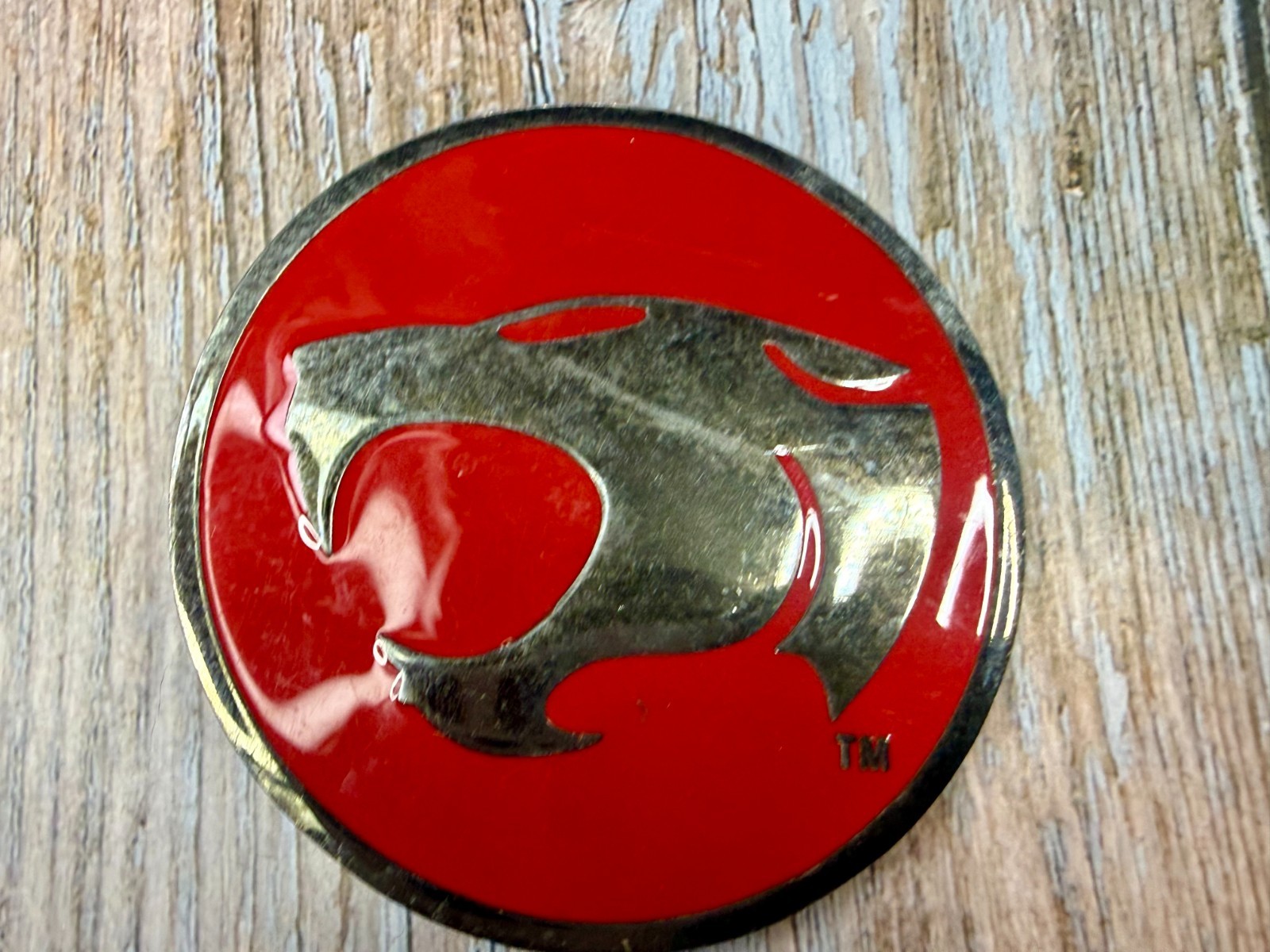 Thundercats Logo Red Silver Enamel Belt Buckle Warner Bros. Inc and Ted Wolf