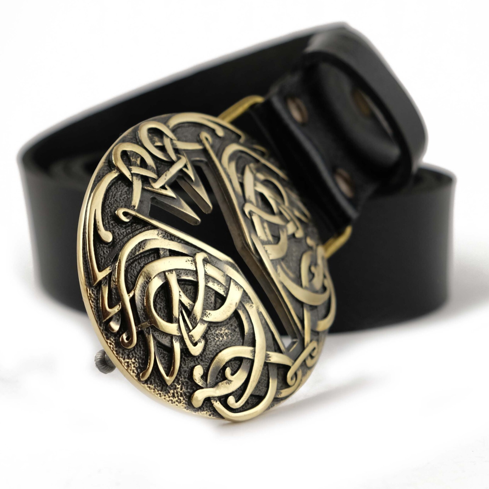 Algiz runic brass belt buckle, Life Rune Celtic Old Norse Scandinavian