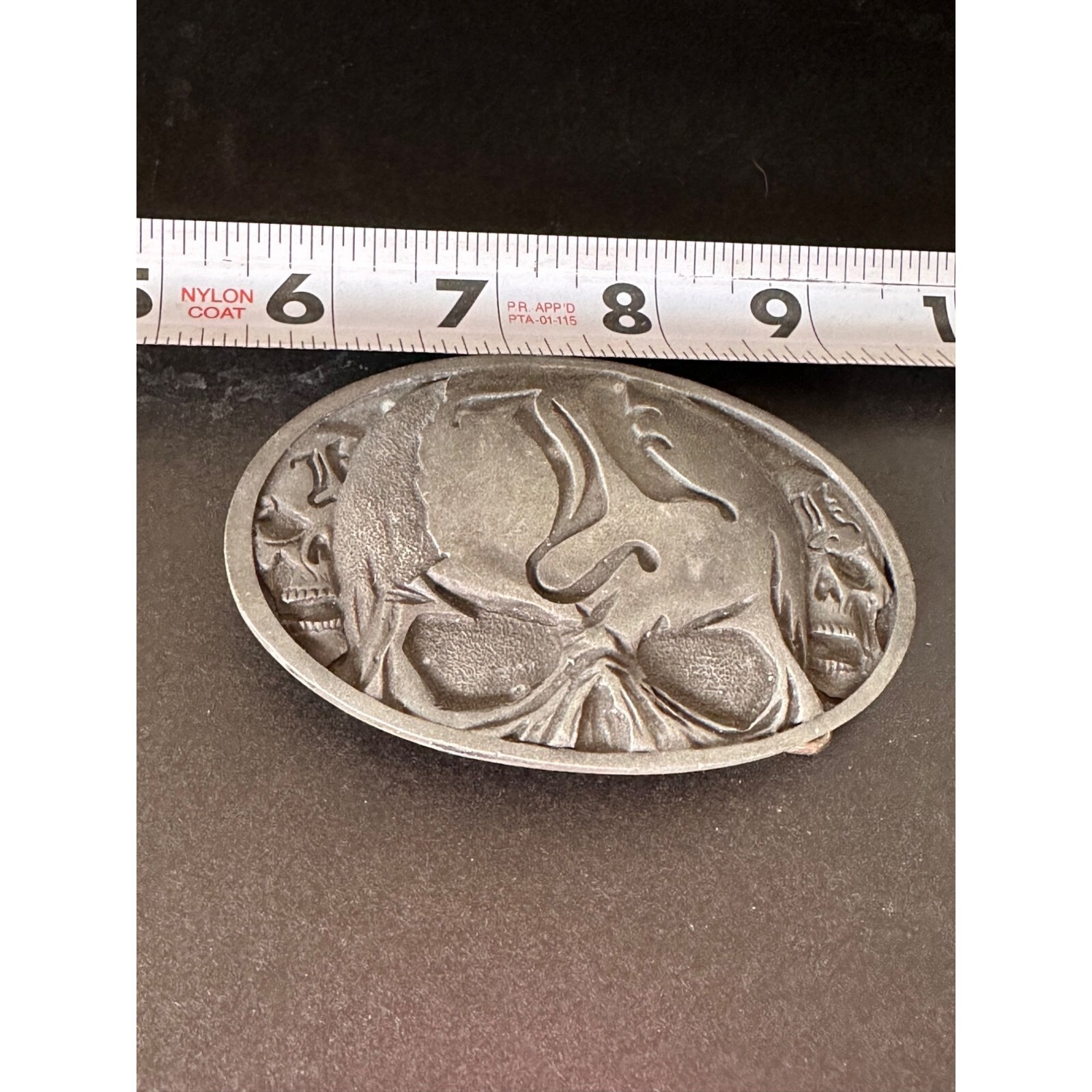 Skull Belt Buckle Metal Oval Lead-Free Gothic Design 5&Prime;x3&Prime; One Size