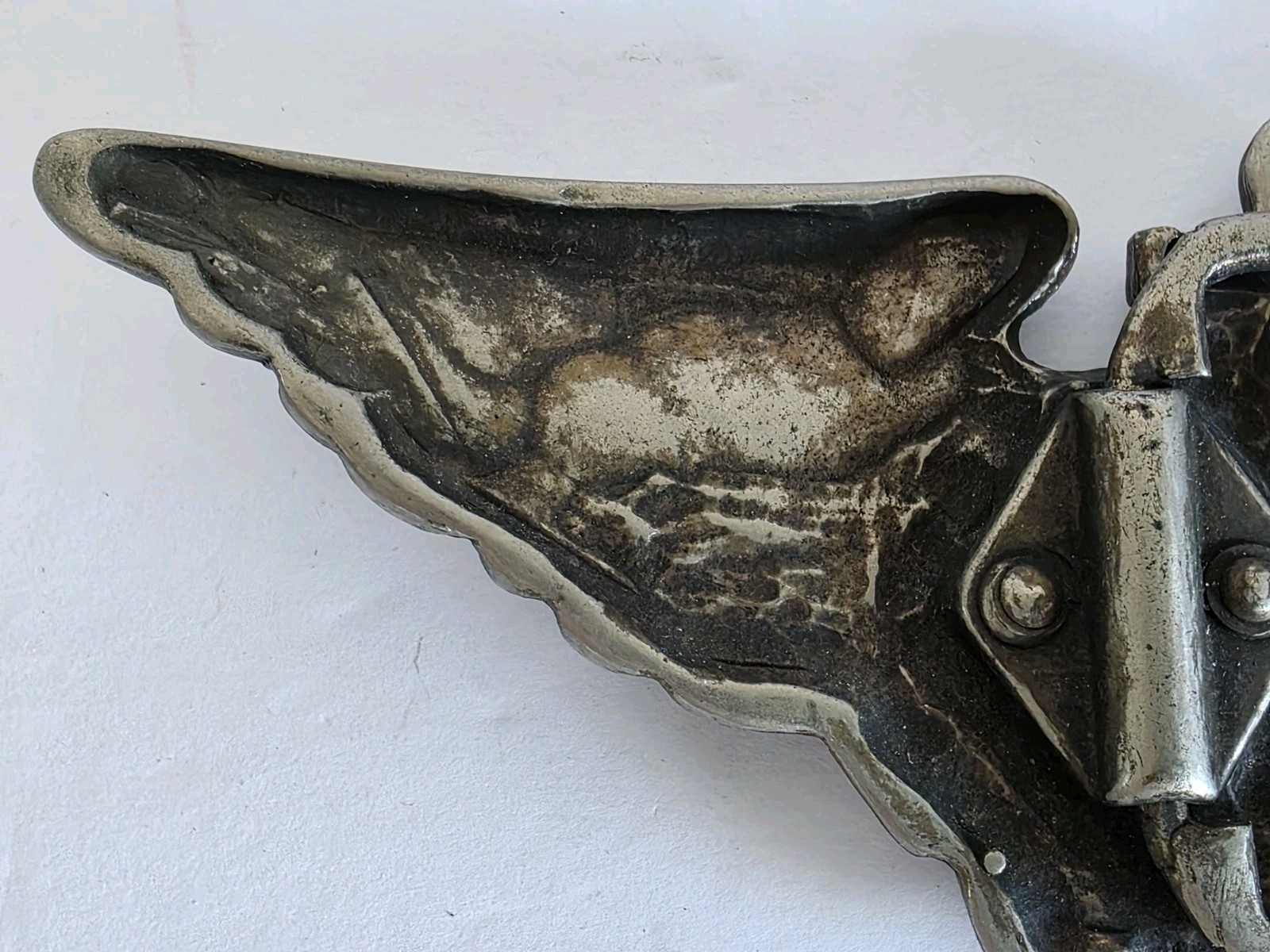 Vintage Military US Army Air Force? Aviator Badge Pilot Wings Shield Belt Buckle