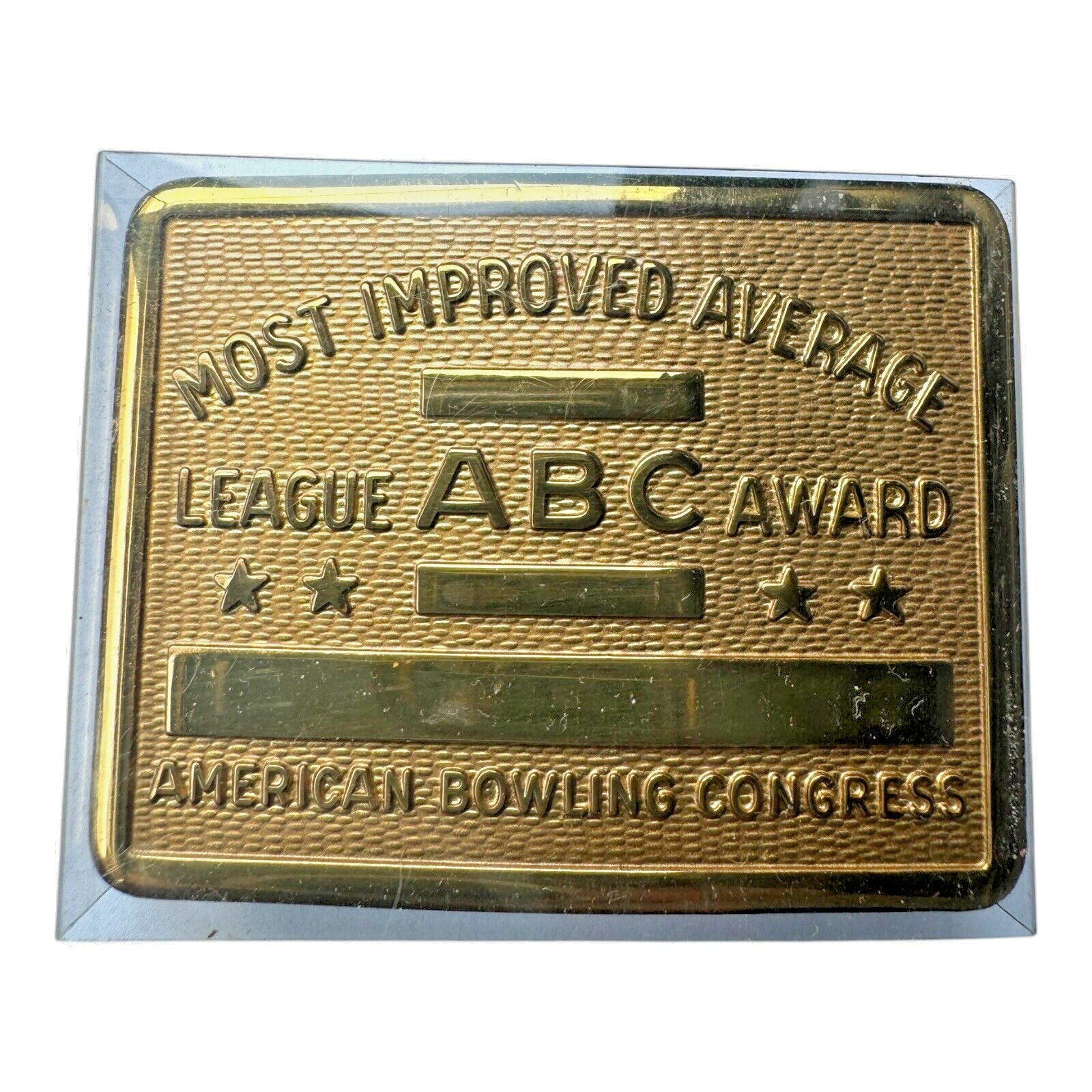 Vintage American Bowling Congress Most Improved Average Award Belt Buckle