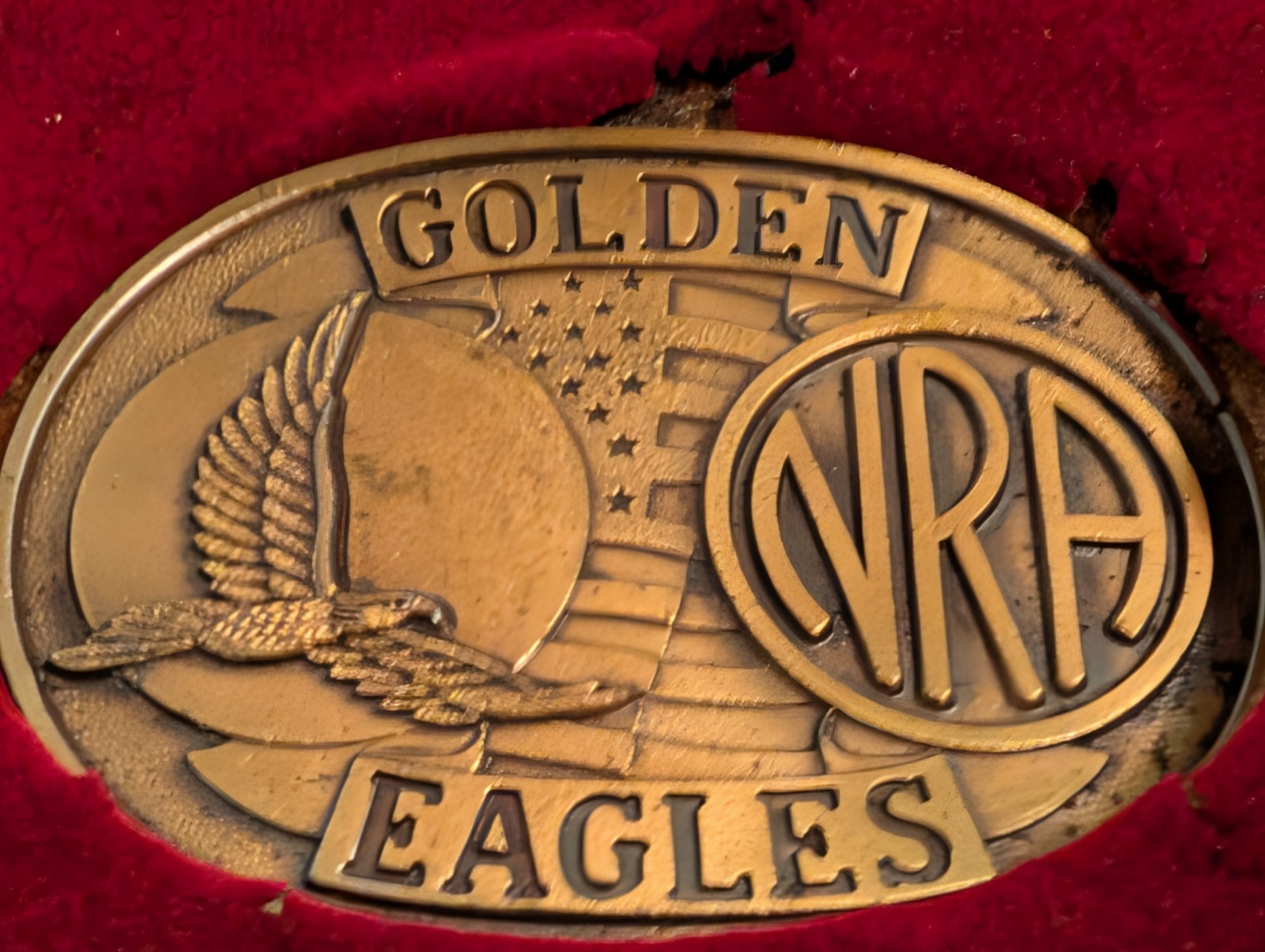 VTG NRA National Rifle Association GOLDEN EAGLES Belt Buckle Made in USA In Box