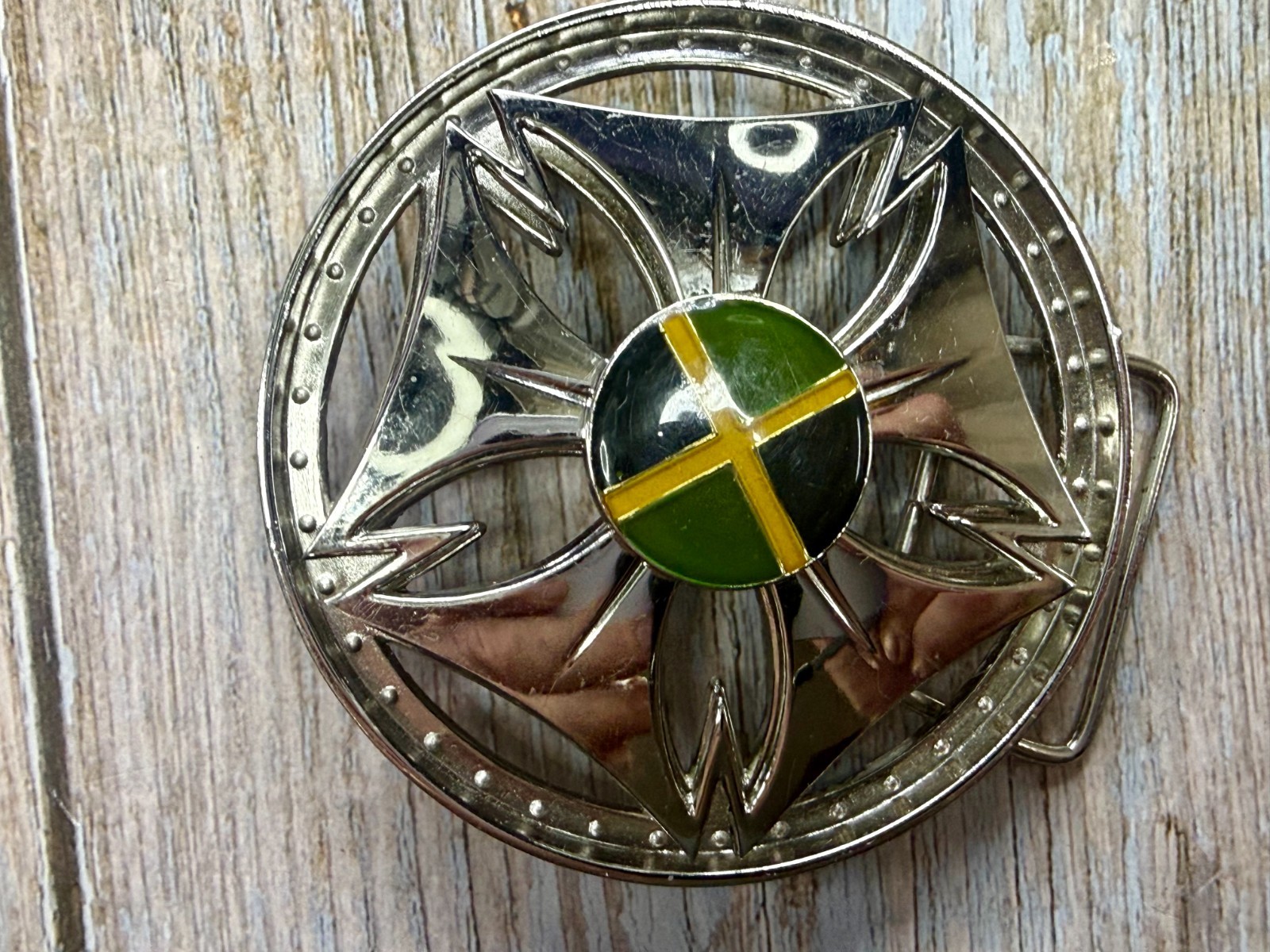 Jamaica Jamaican Flag Spinner Wheel Rim Round Moving NOS Belt Buckle