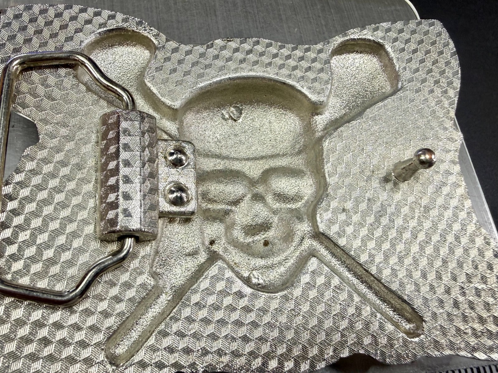 Raised Pirate Skull in Red Bandana Swords Gothic Punk Biker Vibe Belt Buckle
