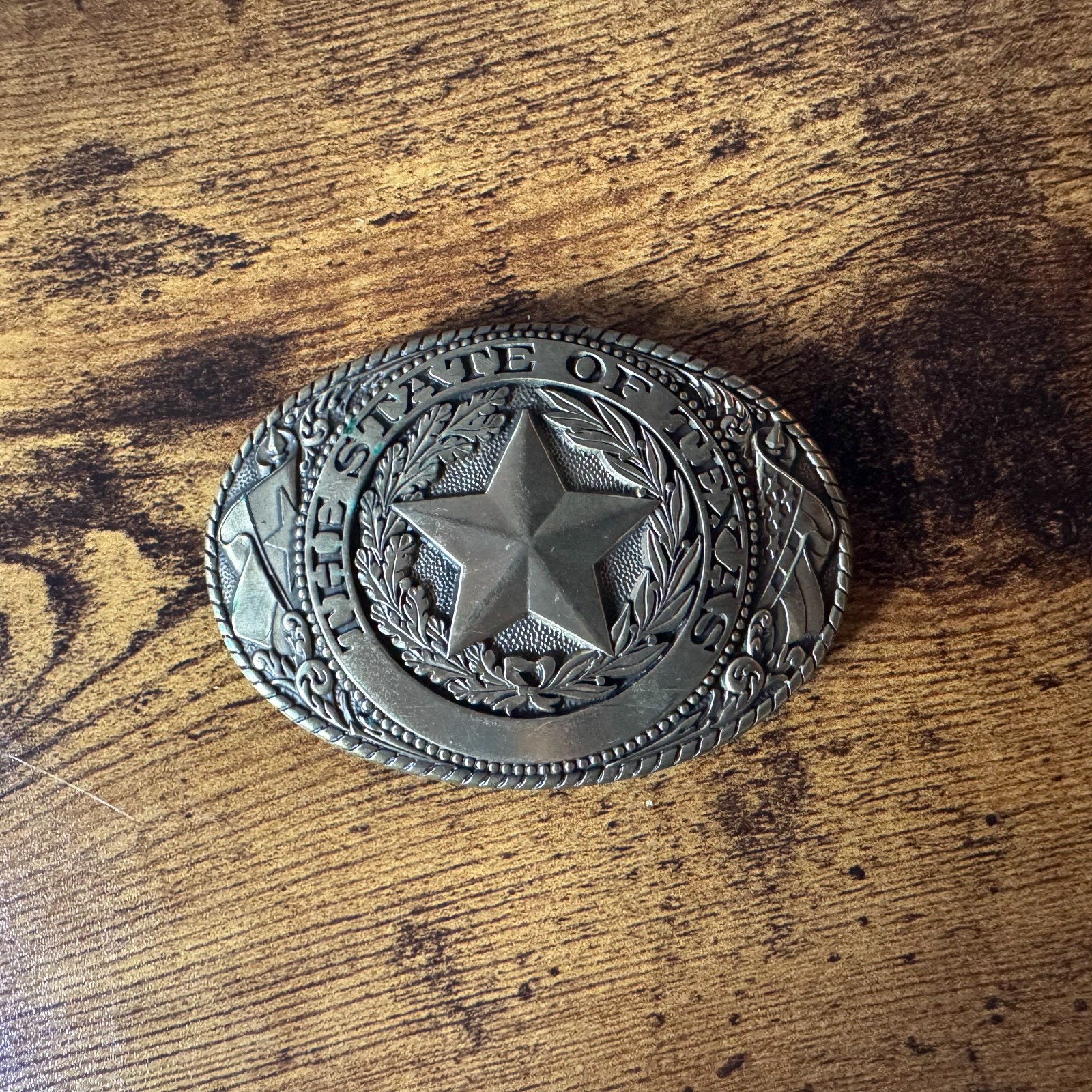 Tony Lama State of Texas Star Belt Buckle | Solid Brass Western Buckle