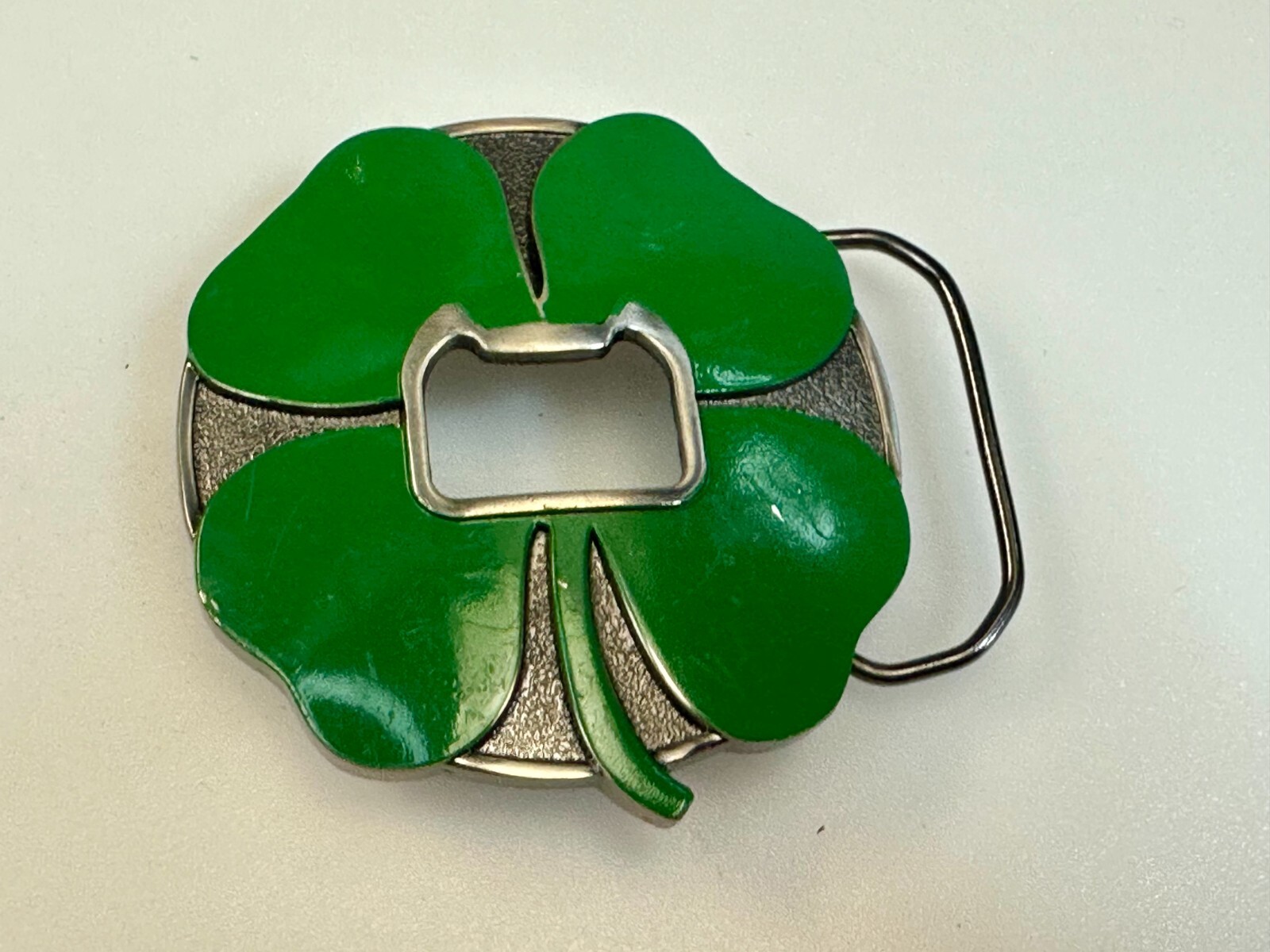 Lucky 4 Leaf Clover St. Patrick Day Novelty KALAN Belt Buckle with Bottle Opener