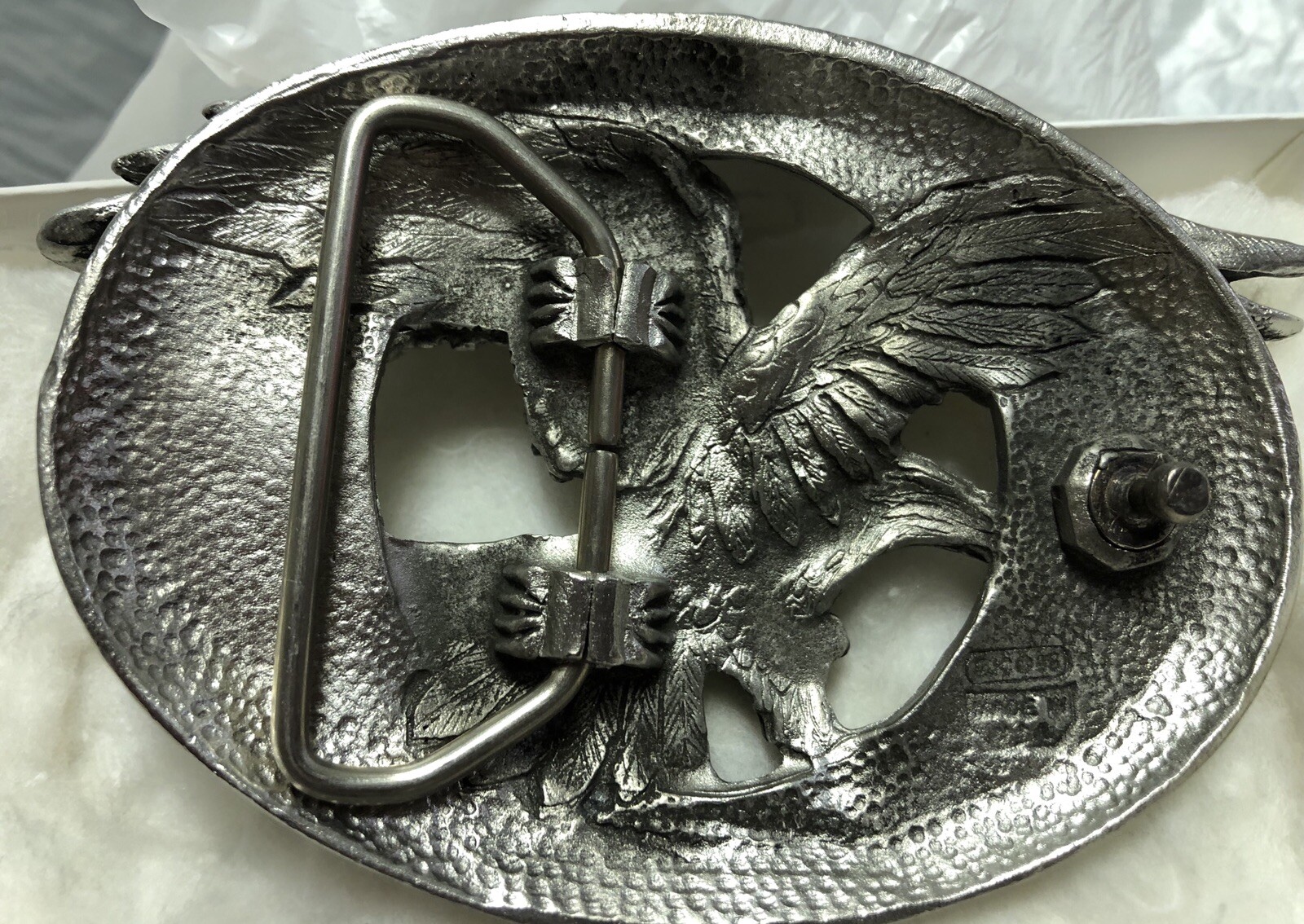 Flying Eagle Belt Buckle EJC 1995 Pewter Diamond Cut Detailed Never Used